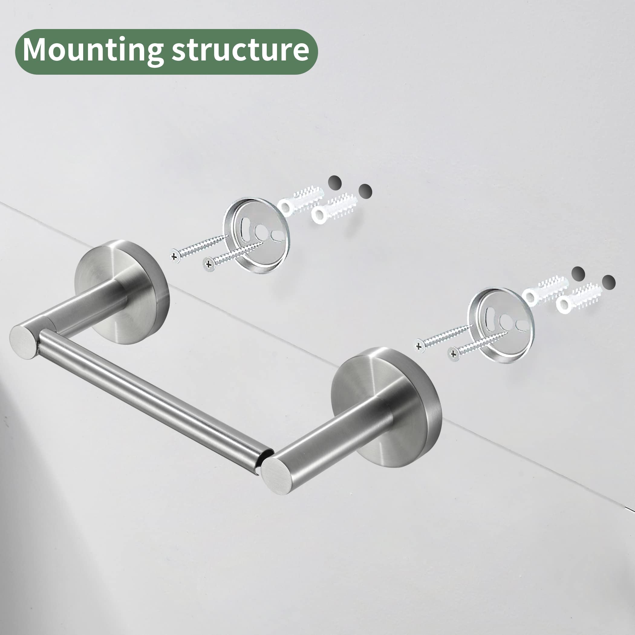 WEIKO Brushed Nickel Toilet Paper Holder & Towel Ring Set - Stainless Steel Wall Mounted Bathroom Accessories (2-Piece) - Perfect for Modern Bathrooms, Powder Rooms & Guest Baths