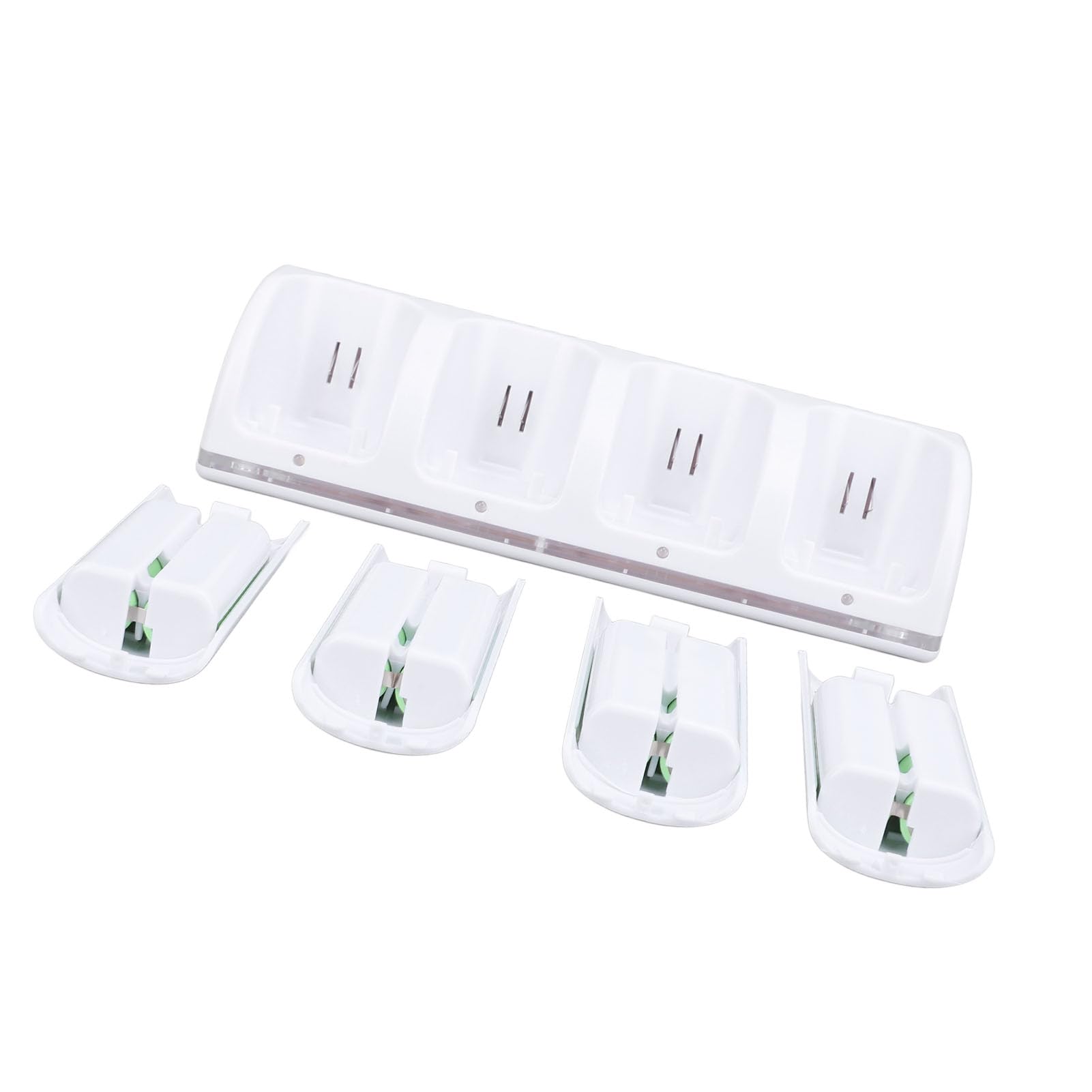 4-Port Charging Station for Wii & Wii U Remote Controllers with 4 Rechargeable 2800mAh Battery Packs - Fast Charger Dock for Nintendo Gaming Accessories (White) - Perfect for Multiplayer Gaming Sessions & Family Entertainment