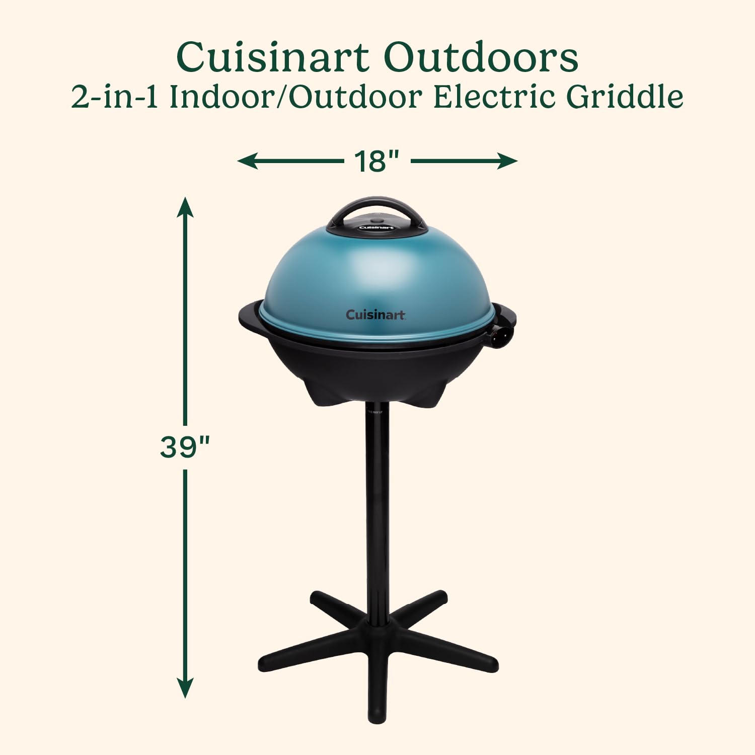 Cuisinart 2-in-1 Electric Griddle & BBQ Grill - Indoor/Outdoor Non-Stick Flat Top Cooker with Adjustable Temperature Control | Portable Tabletop & Stand Options for Camping, Tailgating, Small Apartments & Outdoor Cooking | No Assembly Required