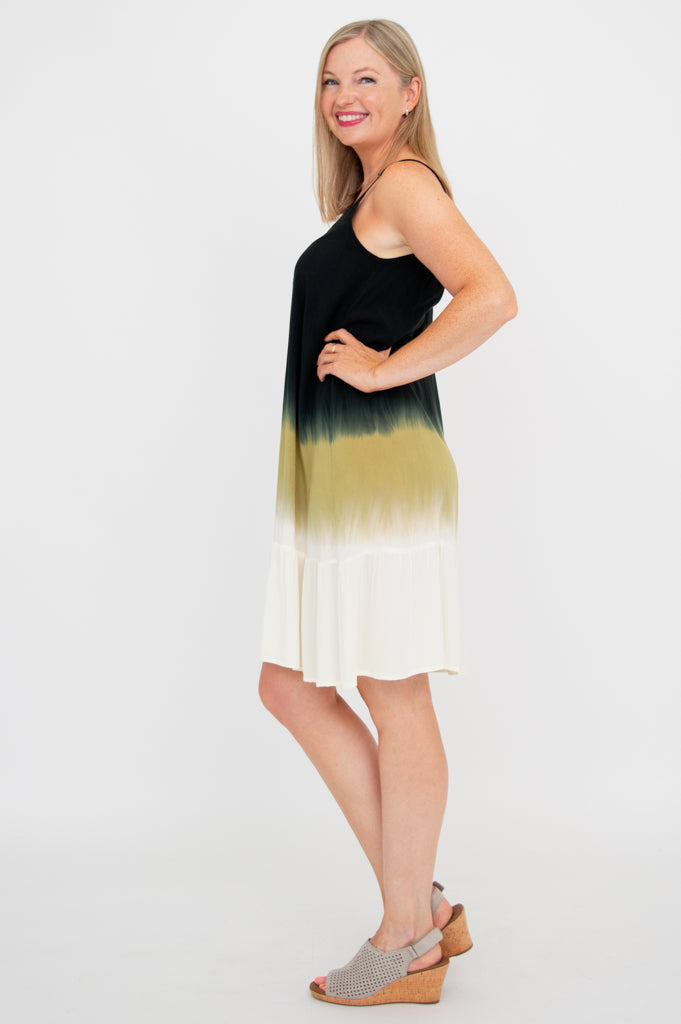 Ettie Dress - Black Dip Dye Women's Fashion Dress for Casual Wear, Date Night & Special Occasions