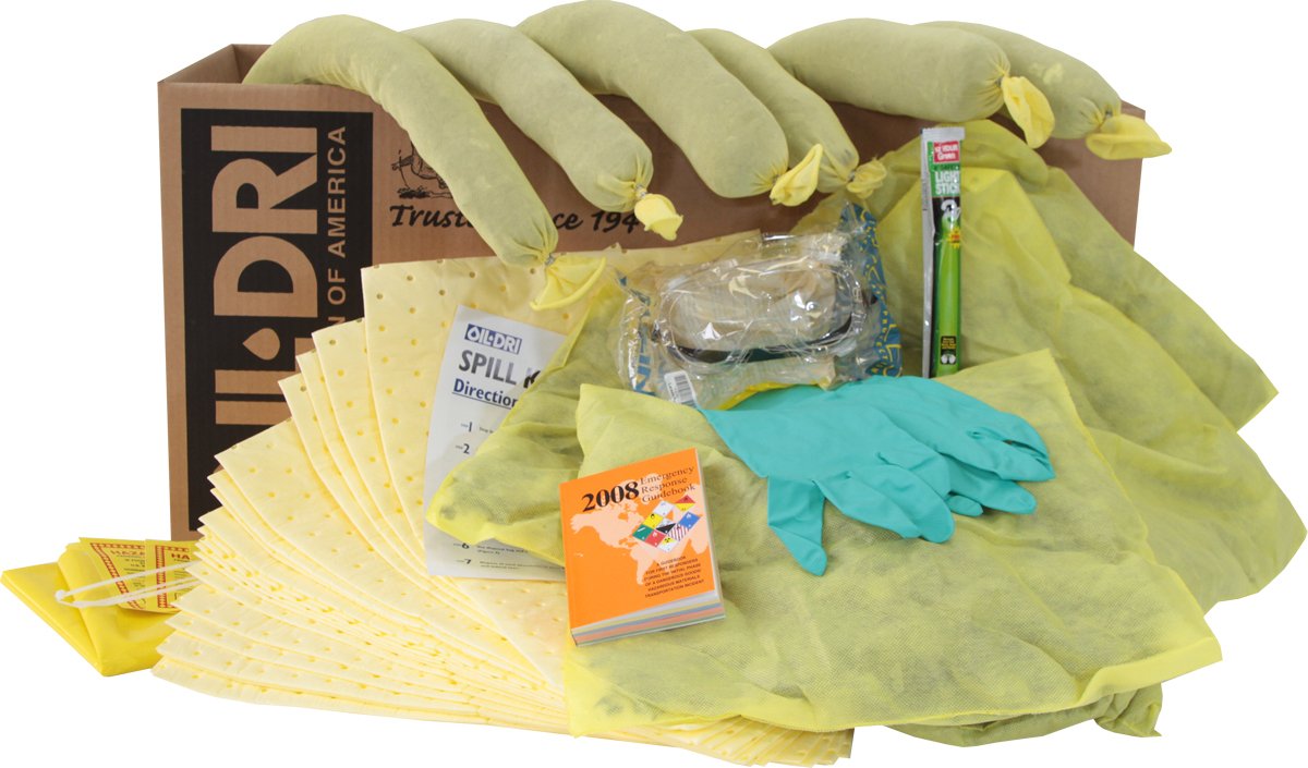 Oil-Dri 90765R 65 Gallon Hazardous Material Spill Kit Refill - Absorbent Pads & Socks for Chemical, Oil & Fuel Spills - Ideal for Industrial, Garage & Workshop Safety Cleanup
