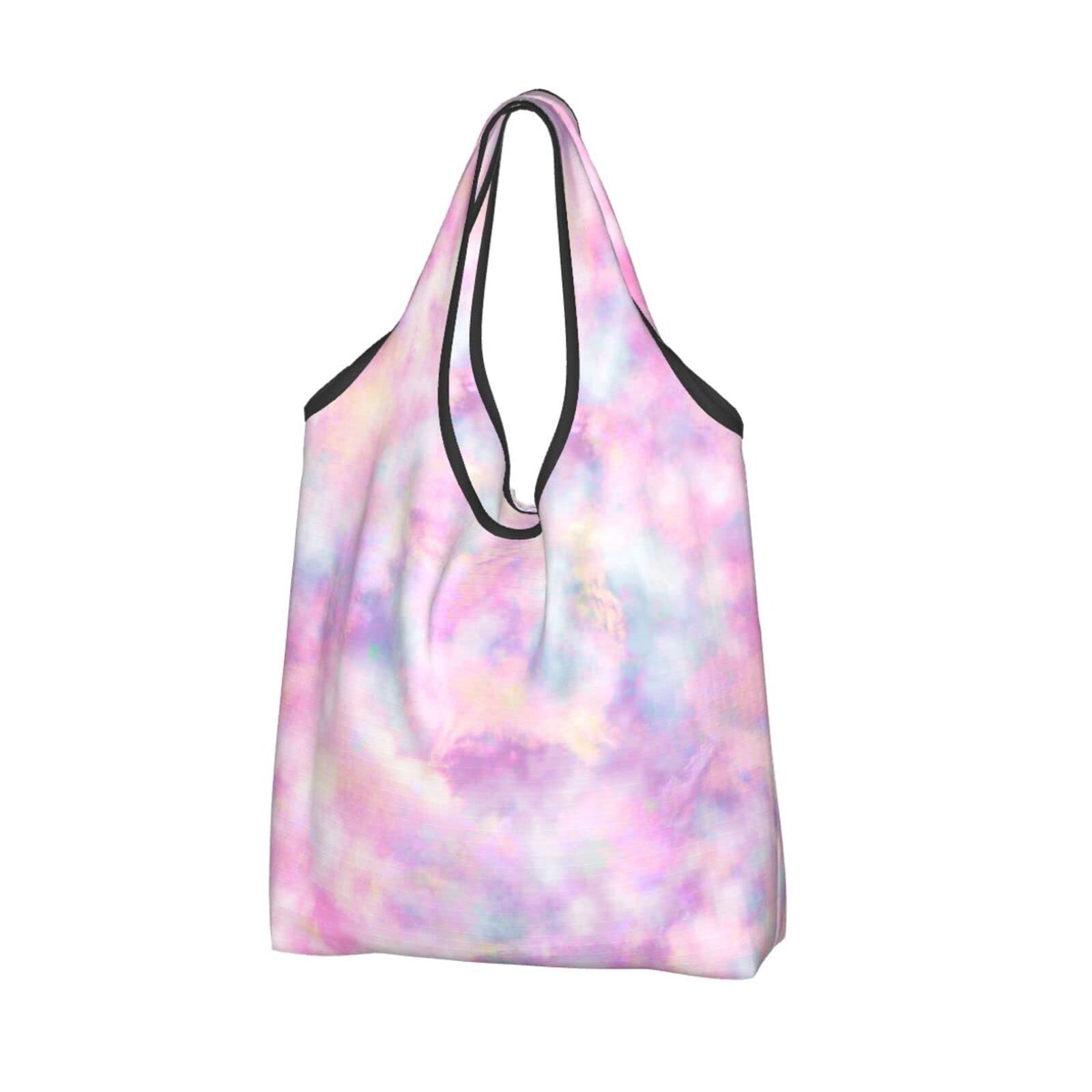 Pastel Tie Dye Reusable Grocery Bags - Waterproof Foldable Shopping Tote for Groceries, Beach, Picnics & Travel | Large Eco-Friendly Market Tote Bag