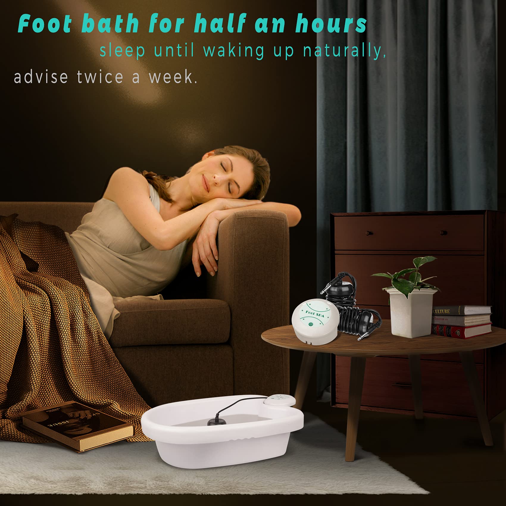 Ionic Foot Detox Machine - Portable Ion Detox Foot Spa with 2 Foot Files & 100 Liners | Chi Detox Cleanse for Relaxation & Wellness | Perfect for Home Spa, Stress Relief & Detox Therapy