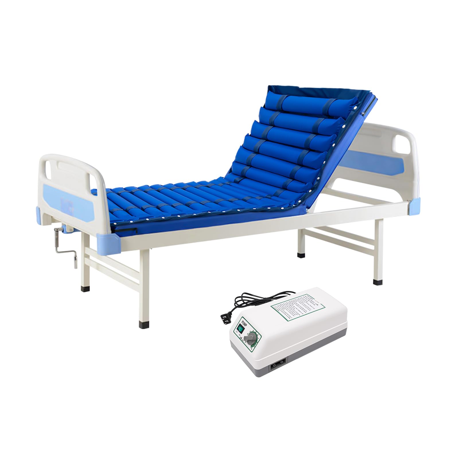 Low Air Loss Mattress for Bed Sores - Alternating Air Pressure Mattress Pad 6.4 x 2.95ft (Blue) - Medical Grade Air Mattress for Pressure Ulcer Prevention & Comfort - Ideal for Hospital Beds, Home Care & Elderly Patients
