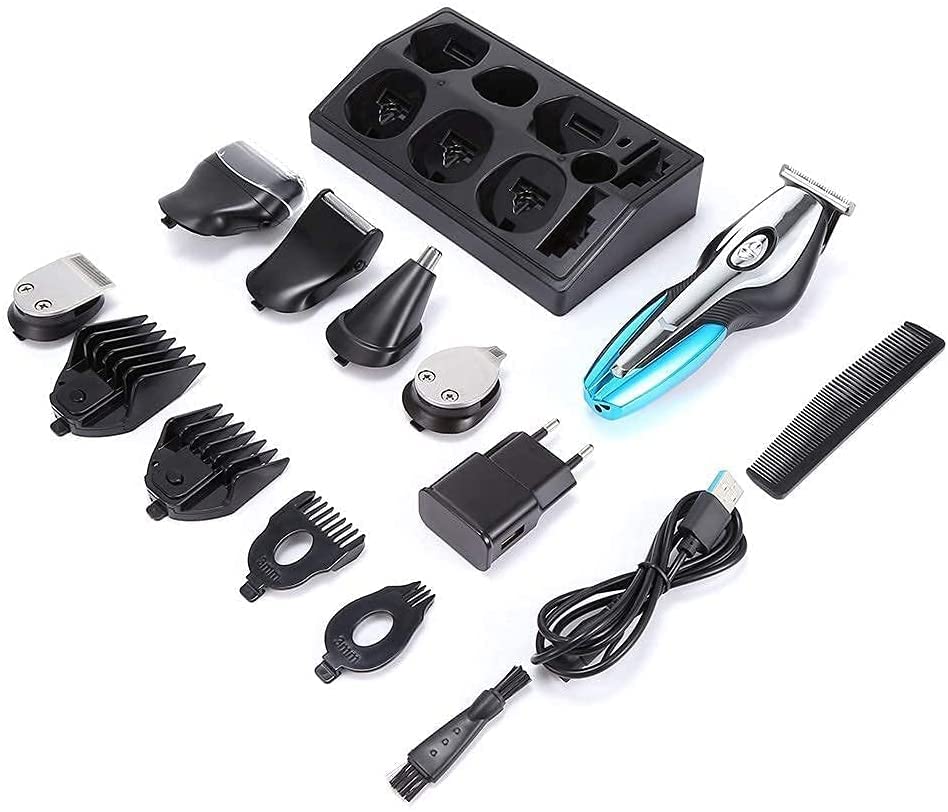 Professional Hair Clippers for Men - USB Rechargeable 6-in-1 Electric Hair Trimmer & Beard Shaver Kit - Barber Grooming Set with Adjustable Blades - Perfect for Home Haircuts, Beard Trimming & Professional Salon Use