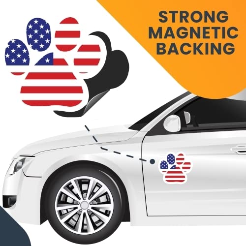 Patriotic American Flag Paw Print Car Magnet - Heavy Duty Red White & Blue Auto Decal for Trucks & Vehicles - Show Love for Pets & USA - Perfect for Road Trips, Tailgating & 4th of July Celebrations