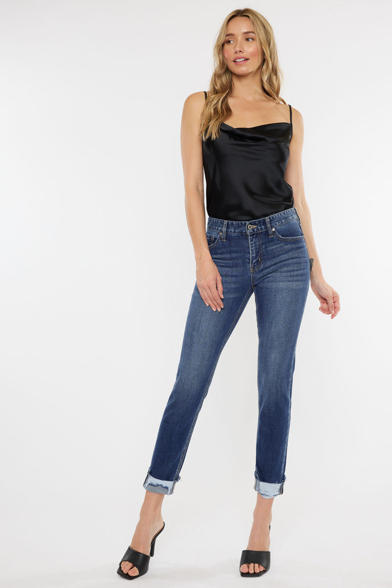 Stylish Cane Mid Rise Slim Straight Leg Jeans for Women - Comfortable & Flattering Fit - Perfect for Casual Wear, Office & Everyday Outfits