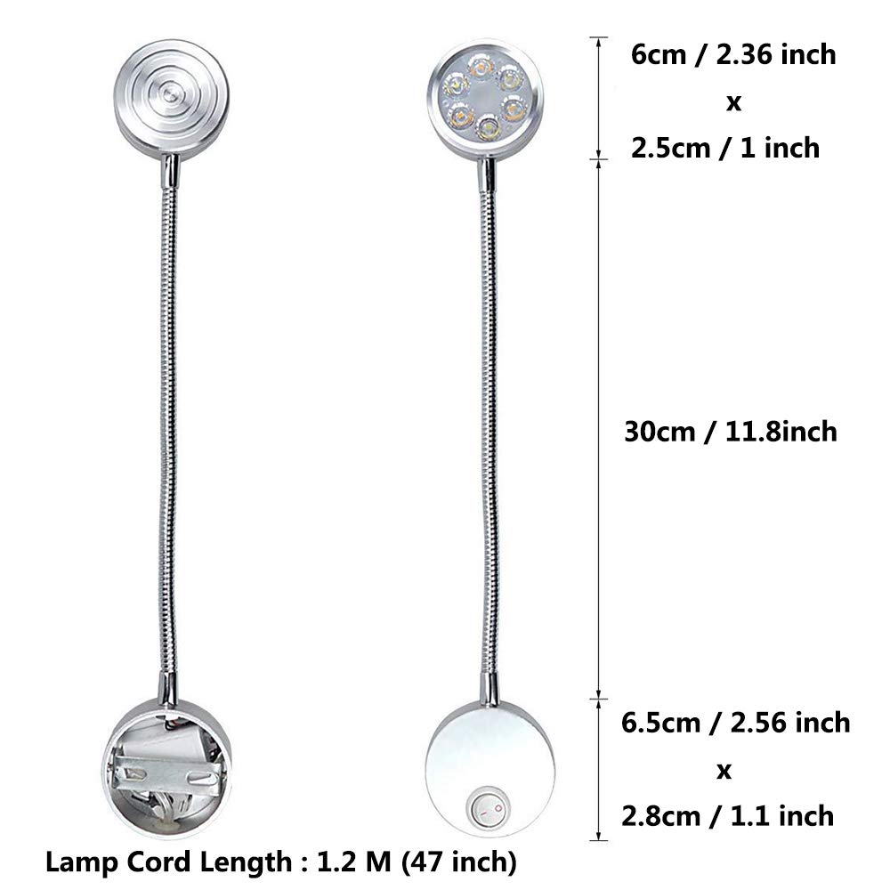 LED Bedside Reading Lamp - 3W Natural Light for Books in Bed & Bookshelf Display