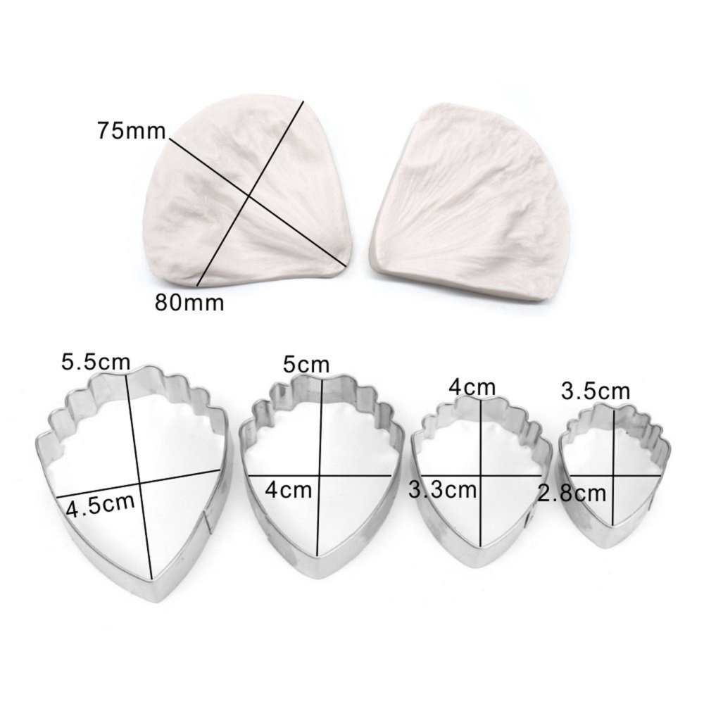 Premium Peony Cutter & Veiner Set - Stainless Steel Cake Decorating Tools with Silicone Mold for Gumpaste, Fondant & Cookie Making (A327&VM060) - Perfect for Wedding Cakes, Birthday Desserts & DIY Baking Projects