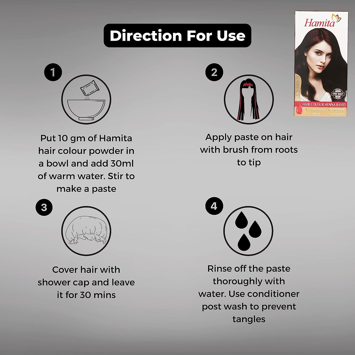 Natural HAMITA Henna Hair Color for Men & Women - Ammonia-Free, Long-Lasting Red Hair Dye | Promotes Healthy, Strong Hair | Perfect for At-Home Hair Coloring & Covering Gray Hair | Pack of 1