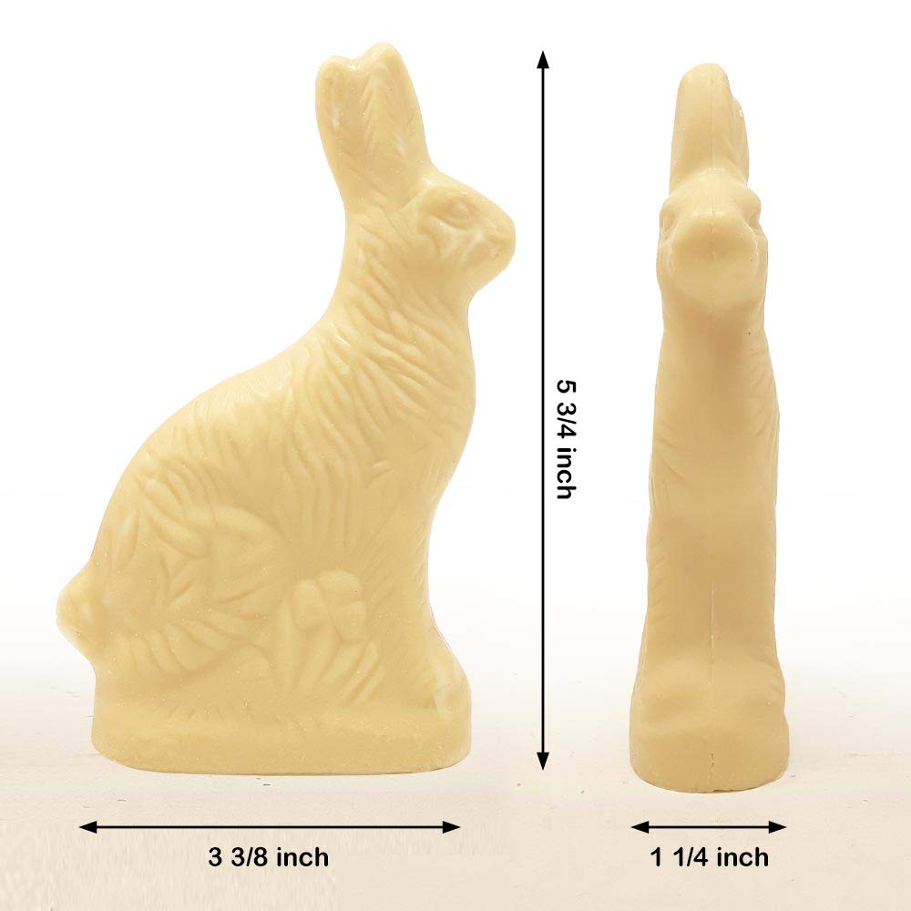 Premium White Milk Chocolate Easter Bunny - 6oz Solid Chocolate Treat in Cellophane Bag | Easter Basket Stuffers, Holiday Gifts & Party Favors | Perfect for Easter Celebrations, Classroom Treats & Spring Gatherings