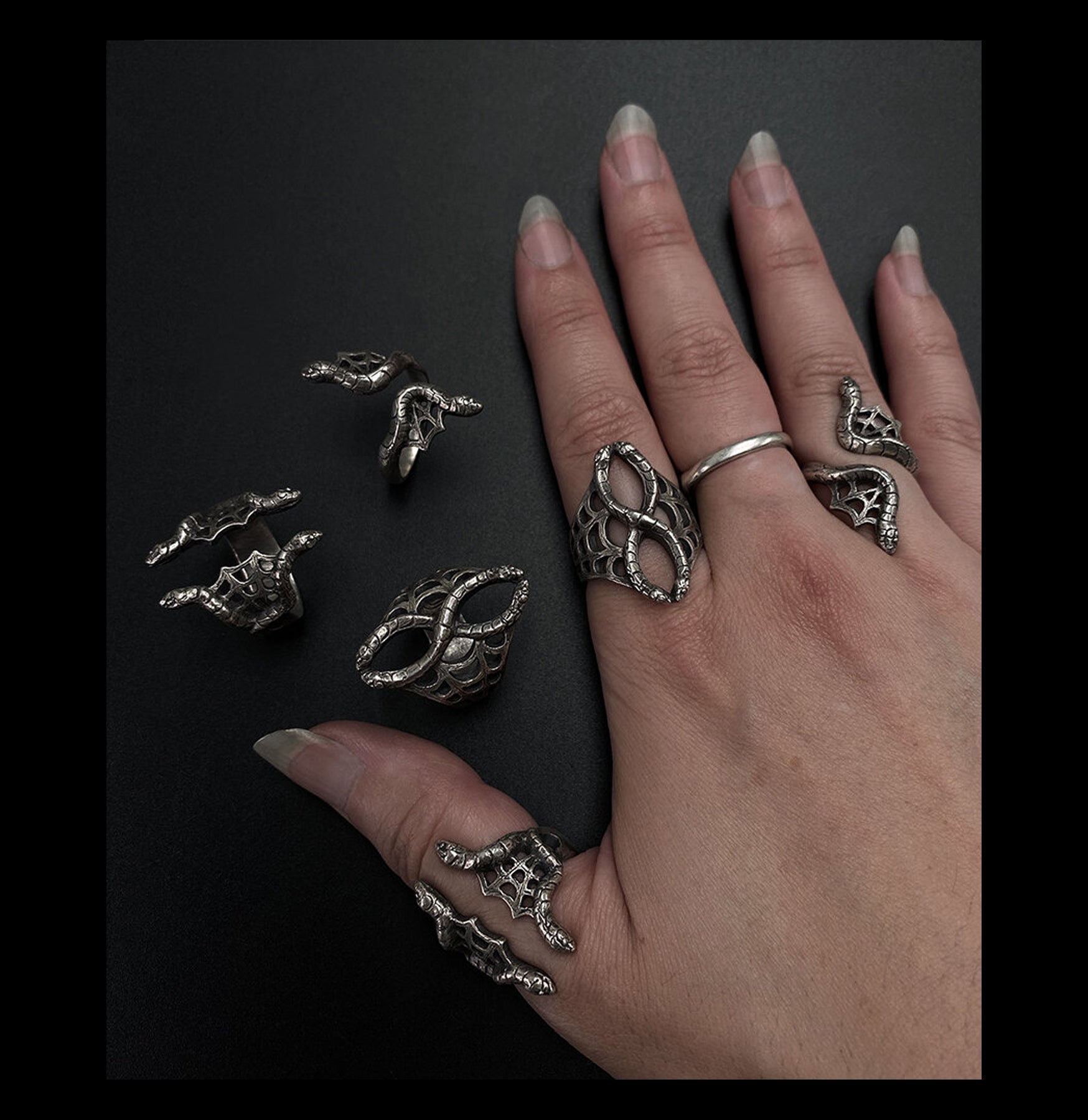 Medusa's Lace Basilisk Ring - Gothic Snake Jewelry for Women, Sterling Silver Statement Ring - Perfect for Halloween Costumes, Dark Aesthetic Fashion & Witchy Accessories