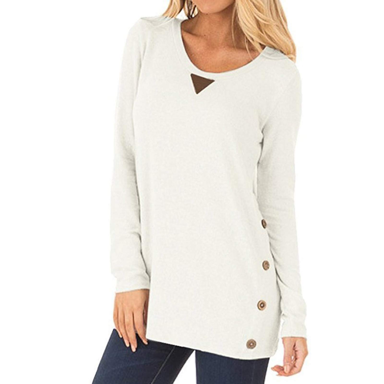 FABIURT Women's Casual Long Sleeve Tunic Top - Soft Cotton Crewneck Blouse with Cute Cat Print - Perfect for Summer Outfits, Workwear & Everyday Comfort