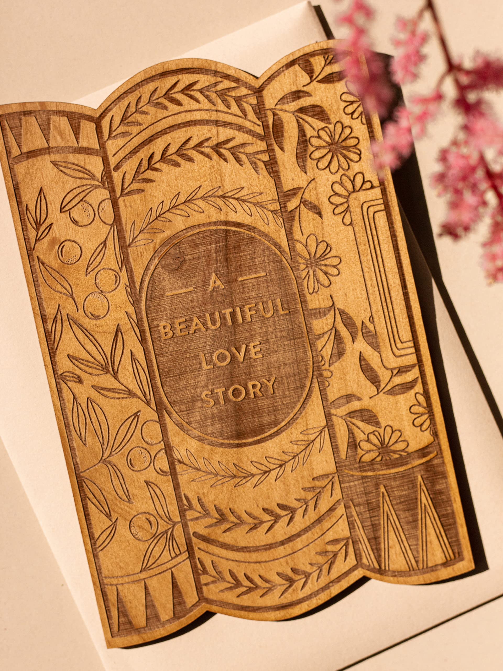 Beautiful Love Story Wood Card - Personalized Gifts with Custom Message for Anniversary, Wedding, Birthday - Romantic Keepsake for Couples - Perfect for Home Decor & Gift Giving