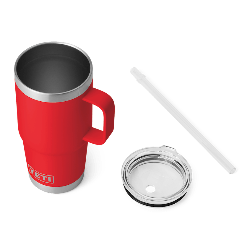 Yeti Rambler® 25 oz Stainless Steel Insulated Mug with Straw Lid - Rescue Red | Keeps Drinks Cold/Hot for Hours | Perfect for Camping, Hiking & Outdoor Adventures