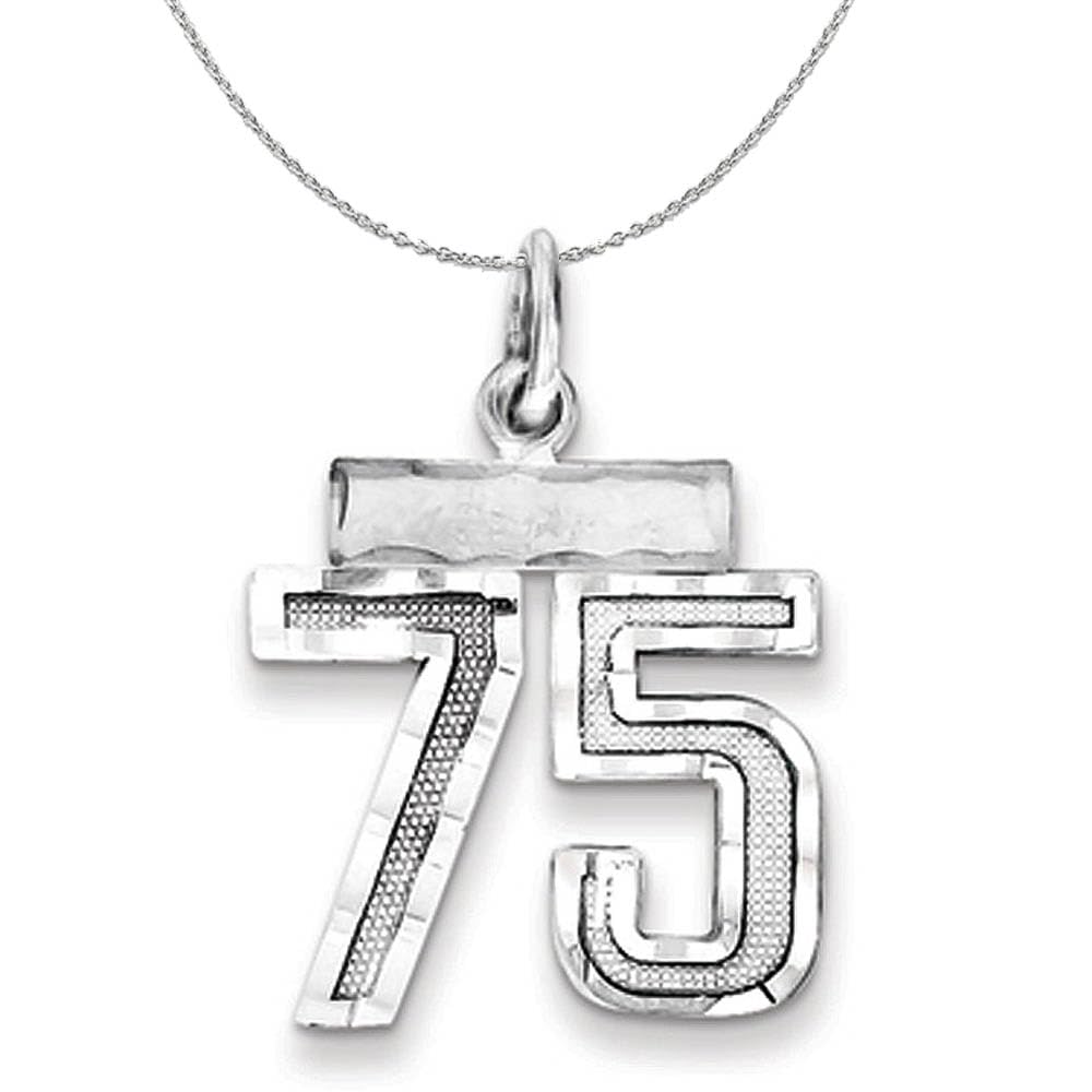 Black Bow Sterling Silver Necklace - Varsity Collection, Small D/C Number 75 | Elegant Jewelry Gift for Women, Perfect for Prom, Graduation & Special Occasions