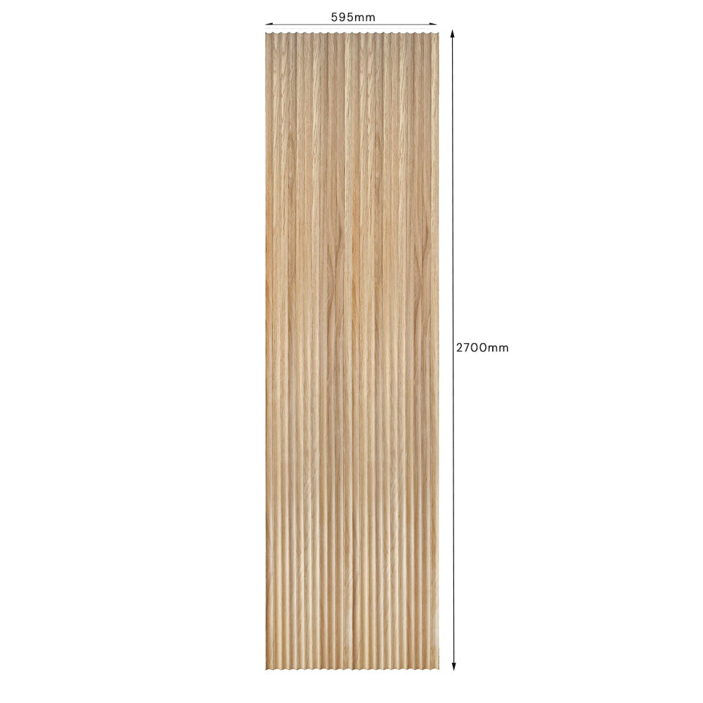 Flexible Wooden Slat Wall Panel - Natural Oak Veneer - 2700mm x 600mm Wave Design - Modern Acoustic Room Divider for Home & Office Decor