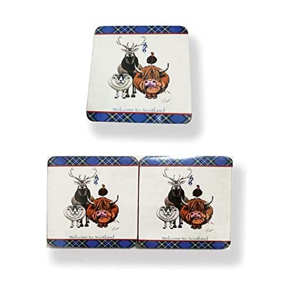 Scotland Themed Coasters Set of 6 - Premium Drink Coasters for Whiskey, Beer & Coffee - Perfect for Home Bar, Office & Pub Decor