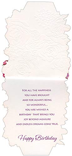 Elegant Pink Floral Basket Die-Cut Birthday Card for Wife, Girlfriend & Loved Ones - Perfect for Anniversaries, Valentine's Day & Romantic Occasions