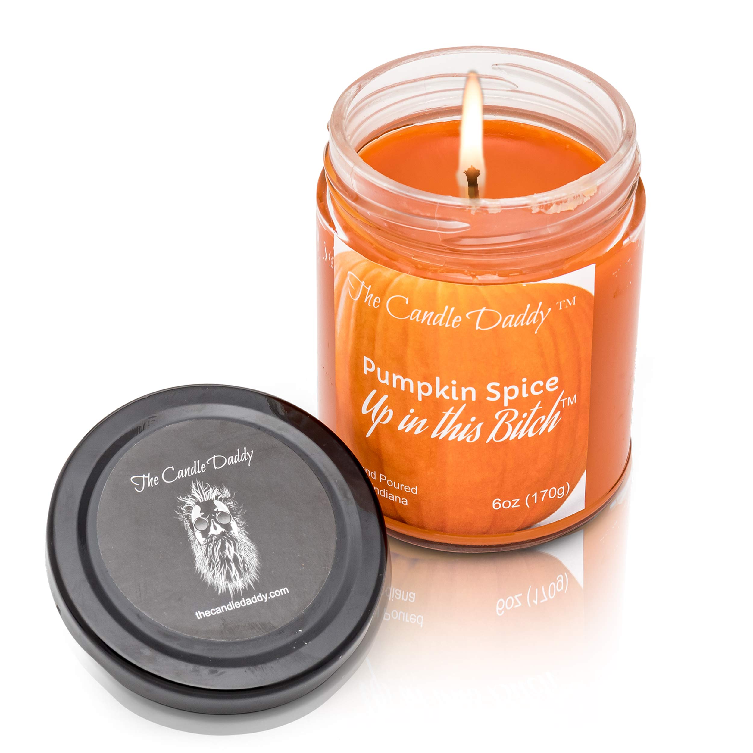 3 Pack Pumpkin Spice Scented Candles - 6 oz Jar Candles with Funny 'Up in This Bitch' Label - Perfect for Home Decor, Gifts & Fall Aromatherapy