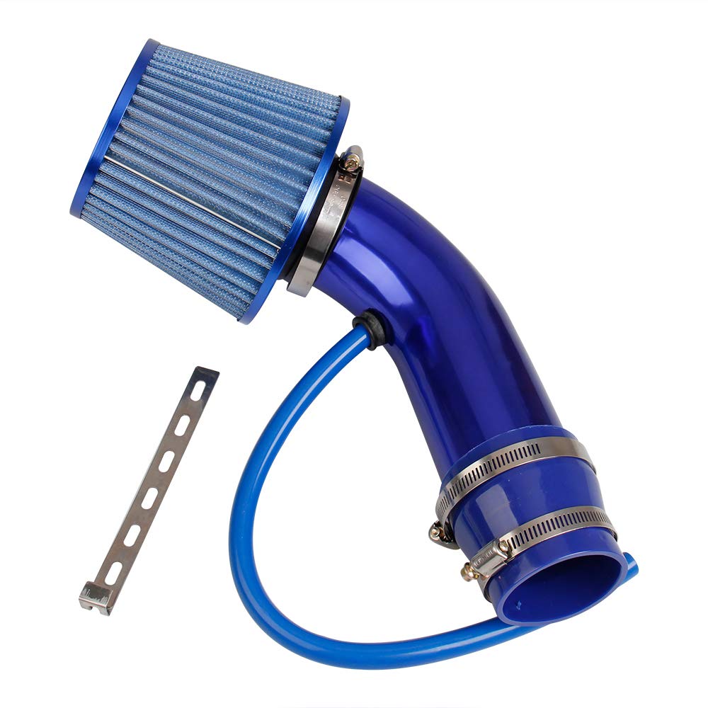 High Flow 76mm Cold Air Intake Kit with Aluminum Pipe & Air Filter - Compatible with Turbocharged Cars - Improves Engine Performance & Acceleration for Racing & Street Driving