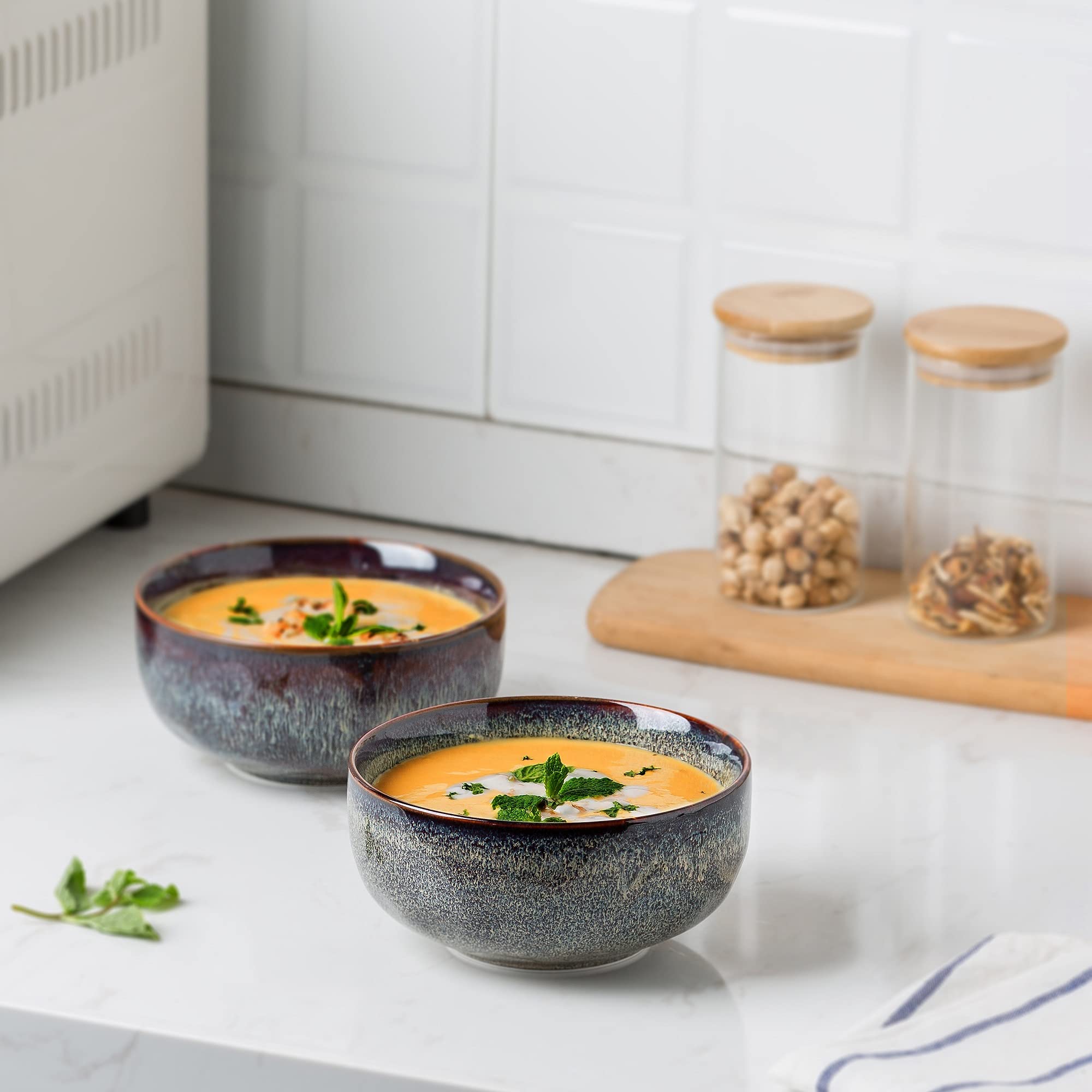 2-Pack Ceramic Serving Bowls - 22oz (5.75 Inch) Salad, Soup & Cereal Bowls for Kitchen | Microwave & Dishwasher Safe | Perfect for Family Dinners, Entertaining & Meal Prep