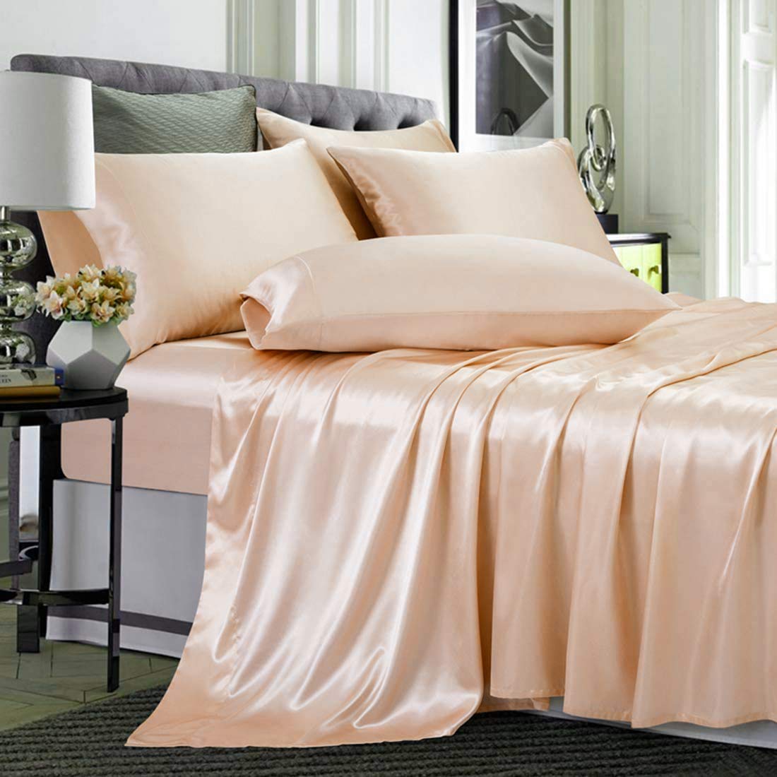 Luxury 7-Piece Silk Satin Bed Sheet Set - 18