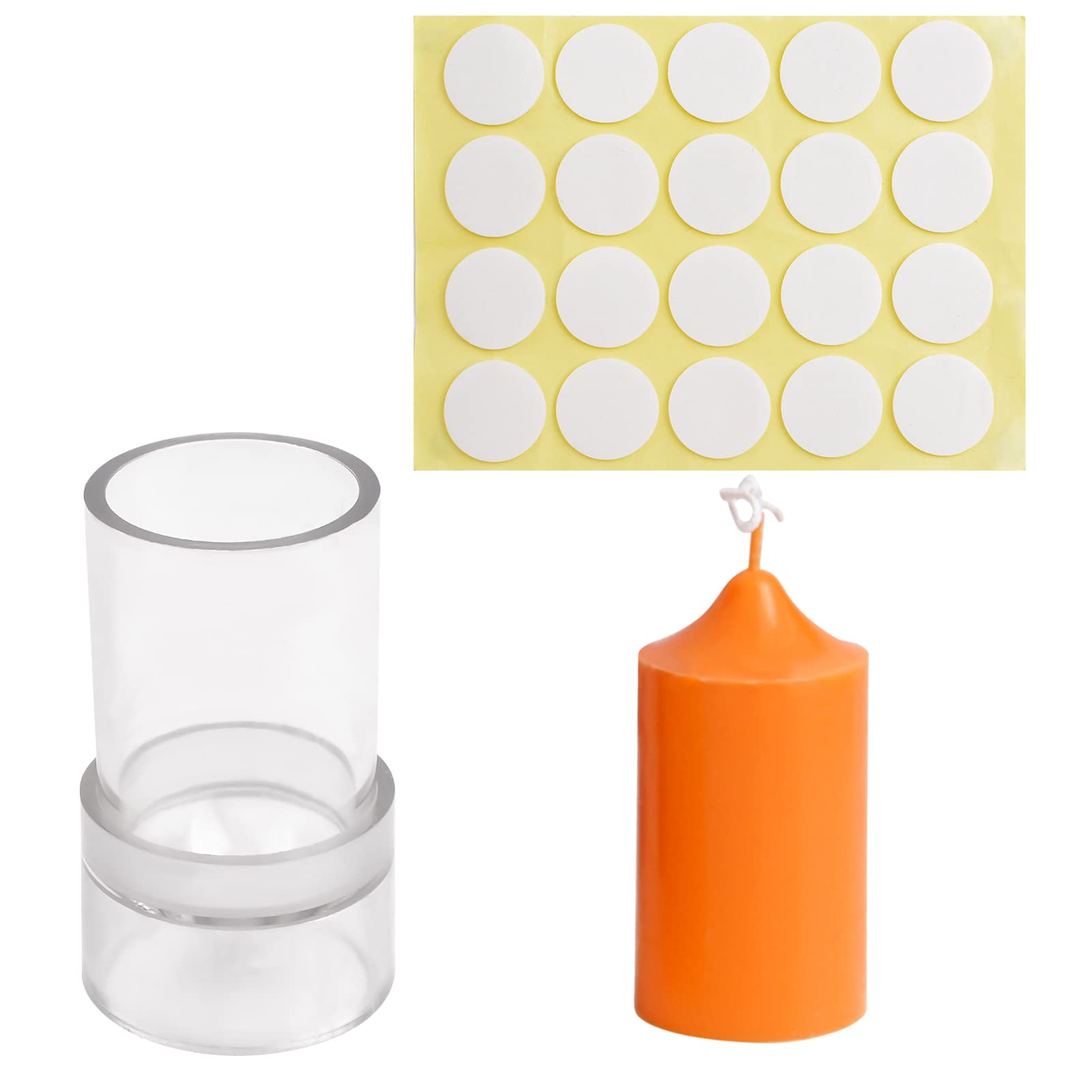 Premium WANDIC Candle Molds Set - 1 Dome Top Pillar Mold + 1 Sticker - Reusable Plastic Candle Making Kit for DIY Soy Wax, Beeswax & Paraffin Candles - Perfect for Home Decor, Gifts & Relaxation Therapy