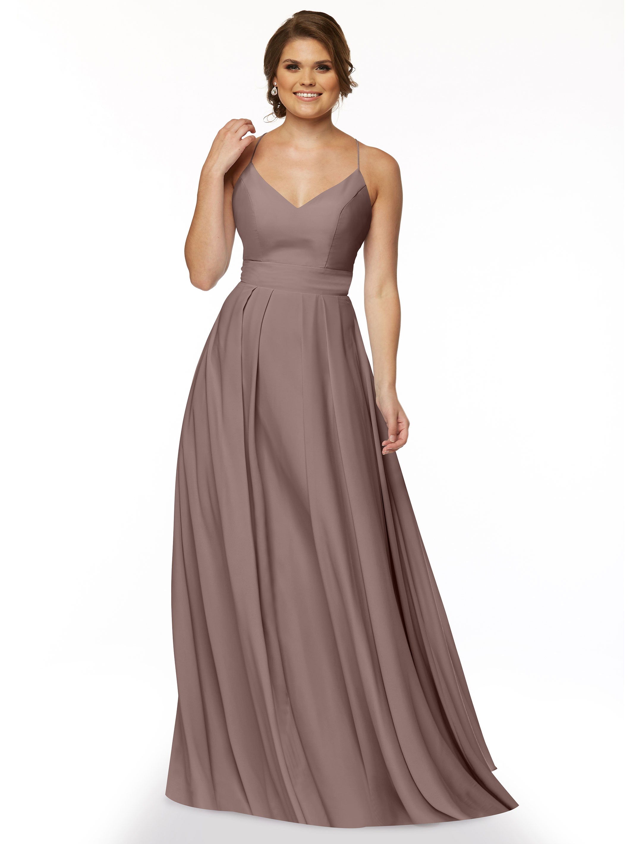 Elegant 83027 Simple Stretch Chiffon A-Line Bridesmaid Dress with Pleats - Perfect for Weddings, Formal Events & Special Occasions