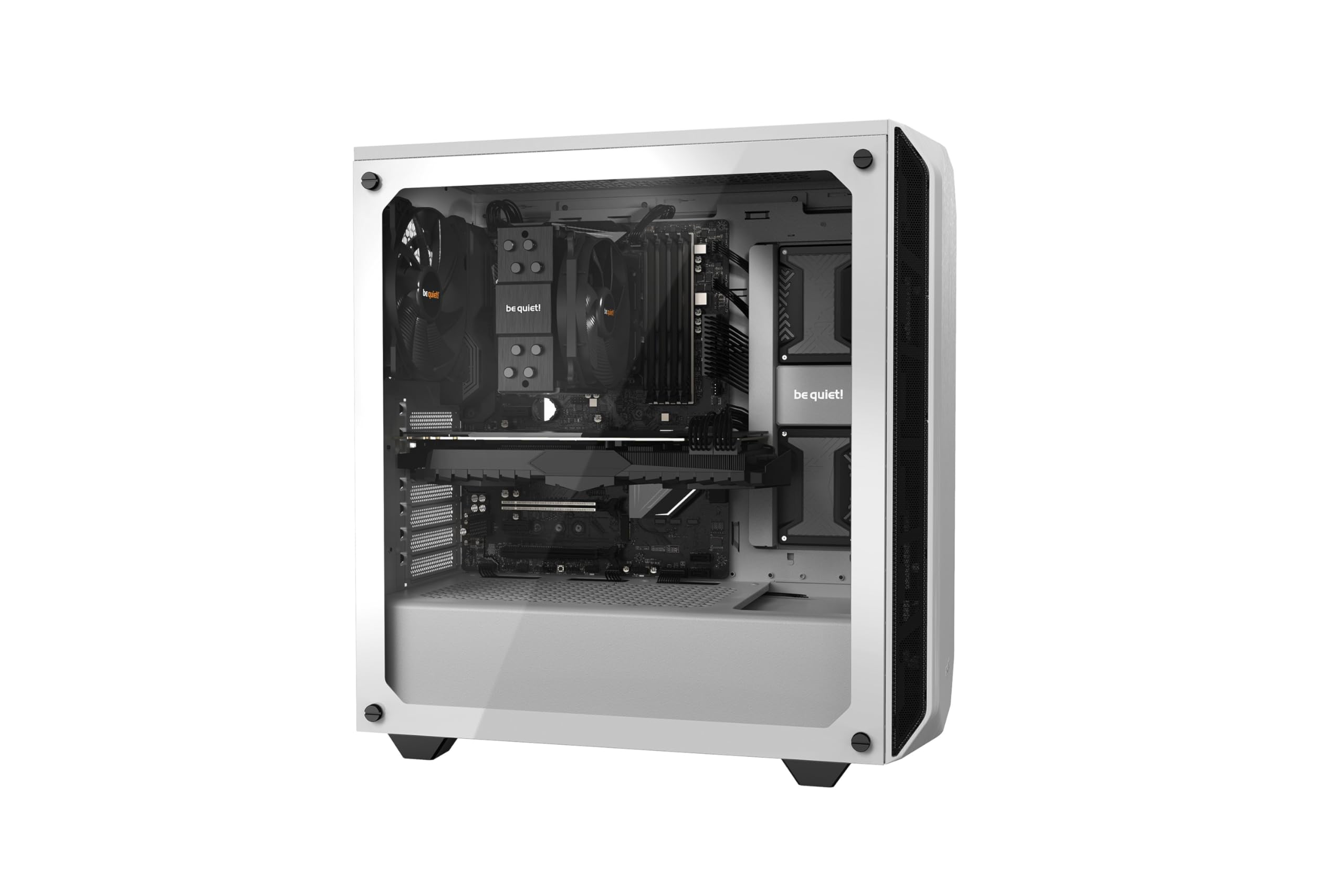be quiet! Pure Base 500 ATX Mid Tower PC Case - White | Tempered Glass Side Panel | 2 Pre-Installed Silent Wings 3 Fans | High Airflow & Noise Reduction | Perfect for Gaming & Workstation Builds