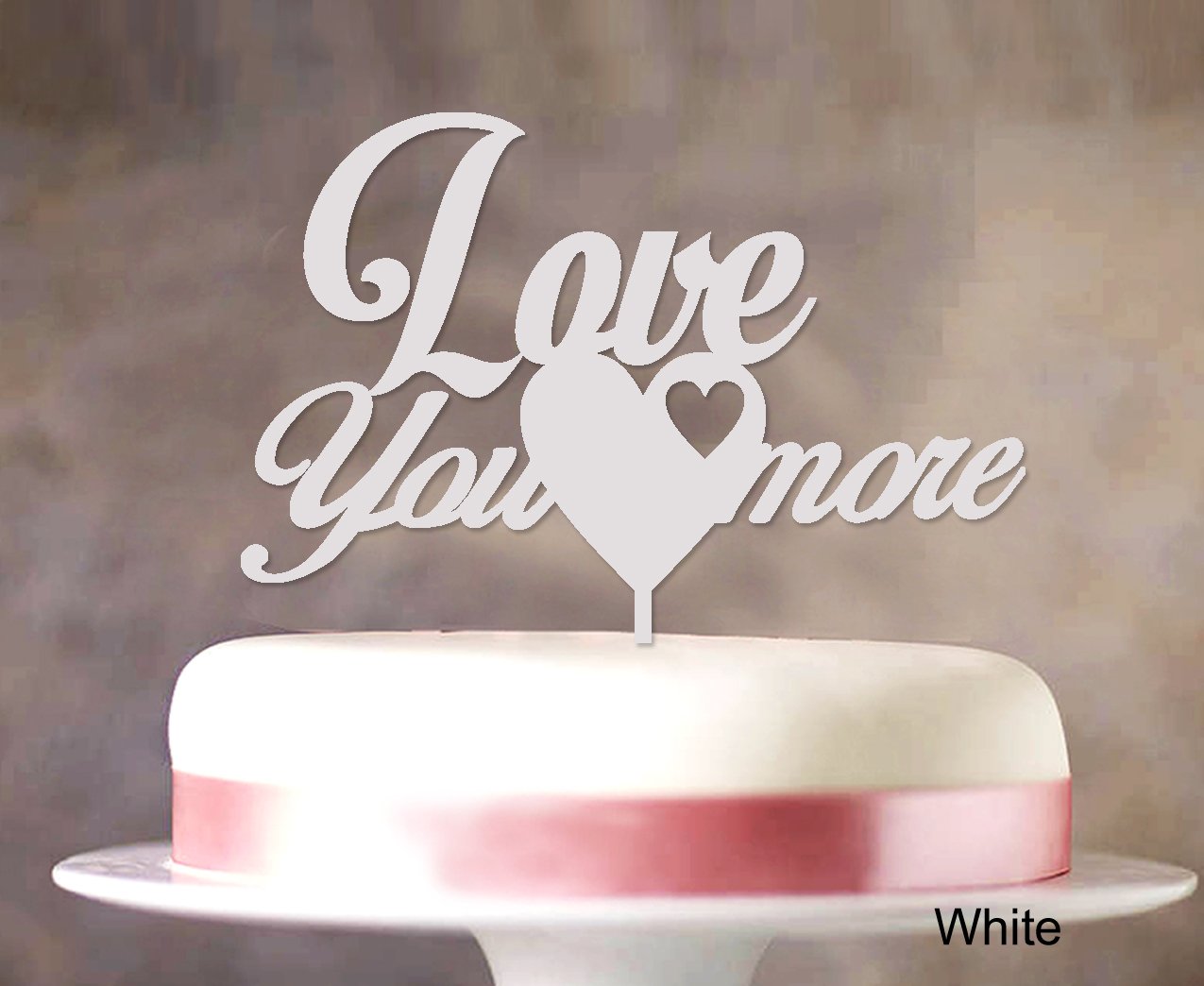 Printtoo Love You More Heart Cake Topper - Wedding, Anniversary, Birthday Cake Decoration for Romantic Celebrations
