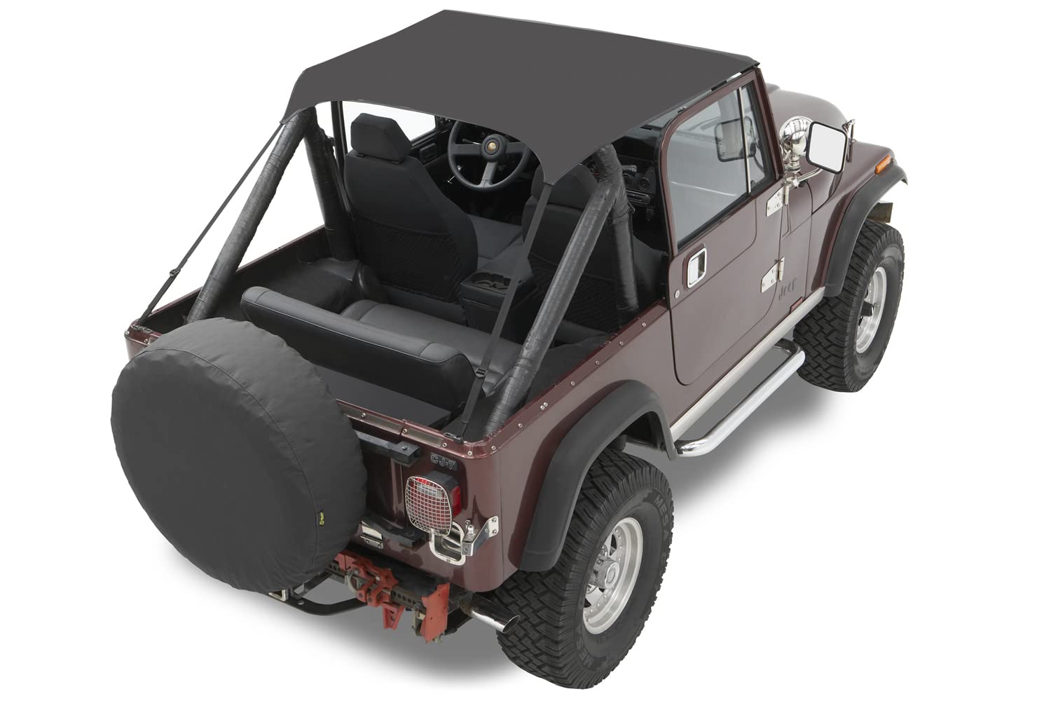 Bestop 52507-01 Black Crush Traditional Bikini Top for Jeep CJ-5 (1976-1983) - Soft Top Replacement & Summer Off-Roading Accessory