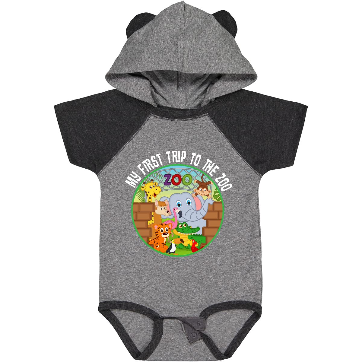 Inktastic 1st Trip to Zoo Animals Baby Bodysuit - Cute Animal Print Outfit for Infants & Toddlers - Perfect for Zoo Visits, Birthday Gifts & Photo Shoots