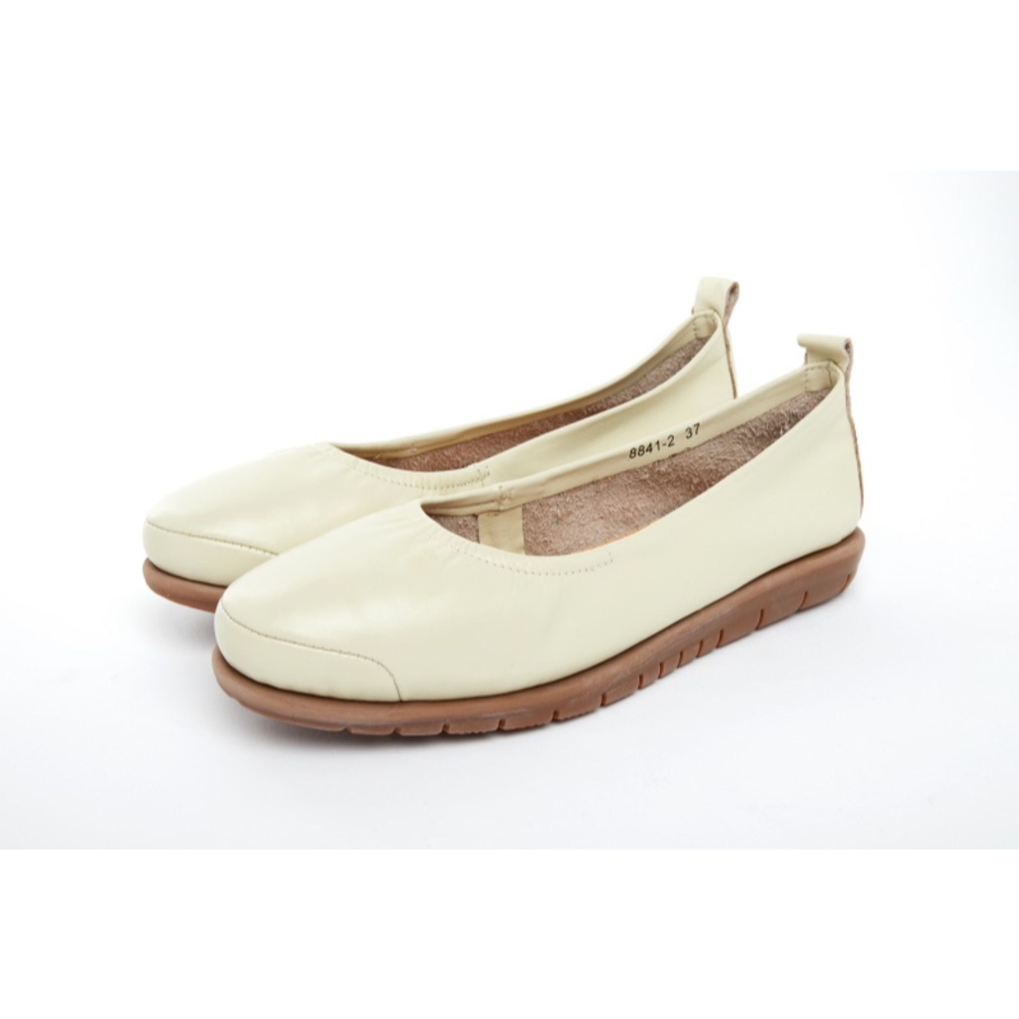 Barani Leather Pumps Ballet Flats 8841 2 Bone - Comfortable Women's Shoes for Work, Office & Casual Wear