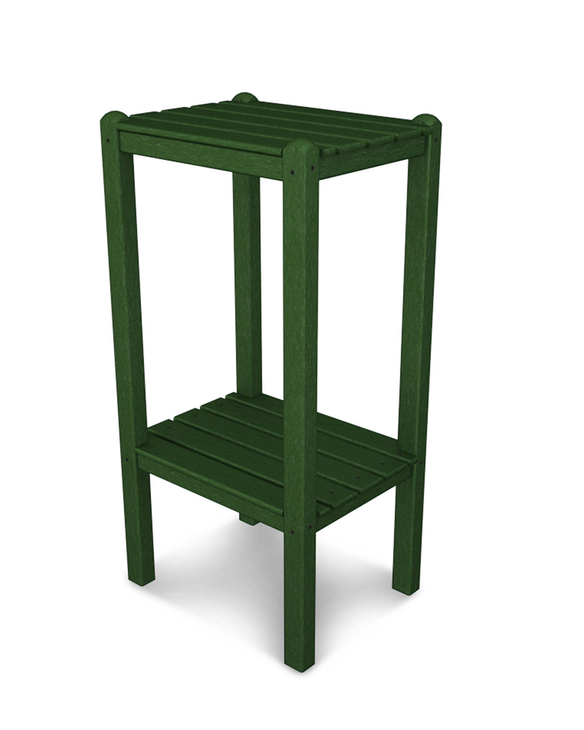 POLYWOOD 2-Shelf Outdoor Bar Side Table - Durable Green Patio Furniture for Poolside, Deck or Garden - Perfect for Drinks & Storage