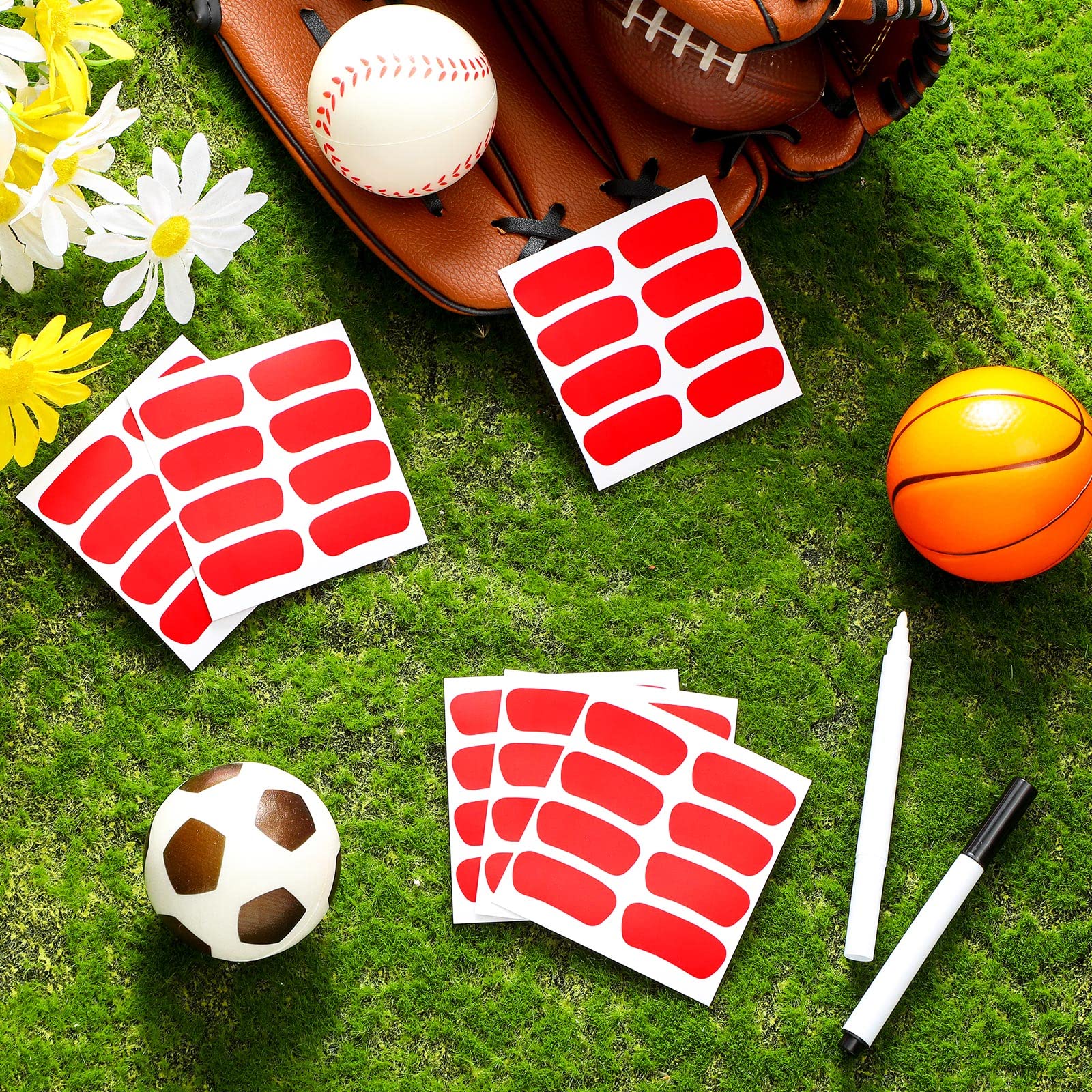 160 Pcs Sports Eye Stickers for Kids - Football, Softball, Baseball Face Decals - Lacrosse Fan Eye Strips with 2 Pencils - Perfect for Game Day, Sports Parties & Team Spirit Events