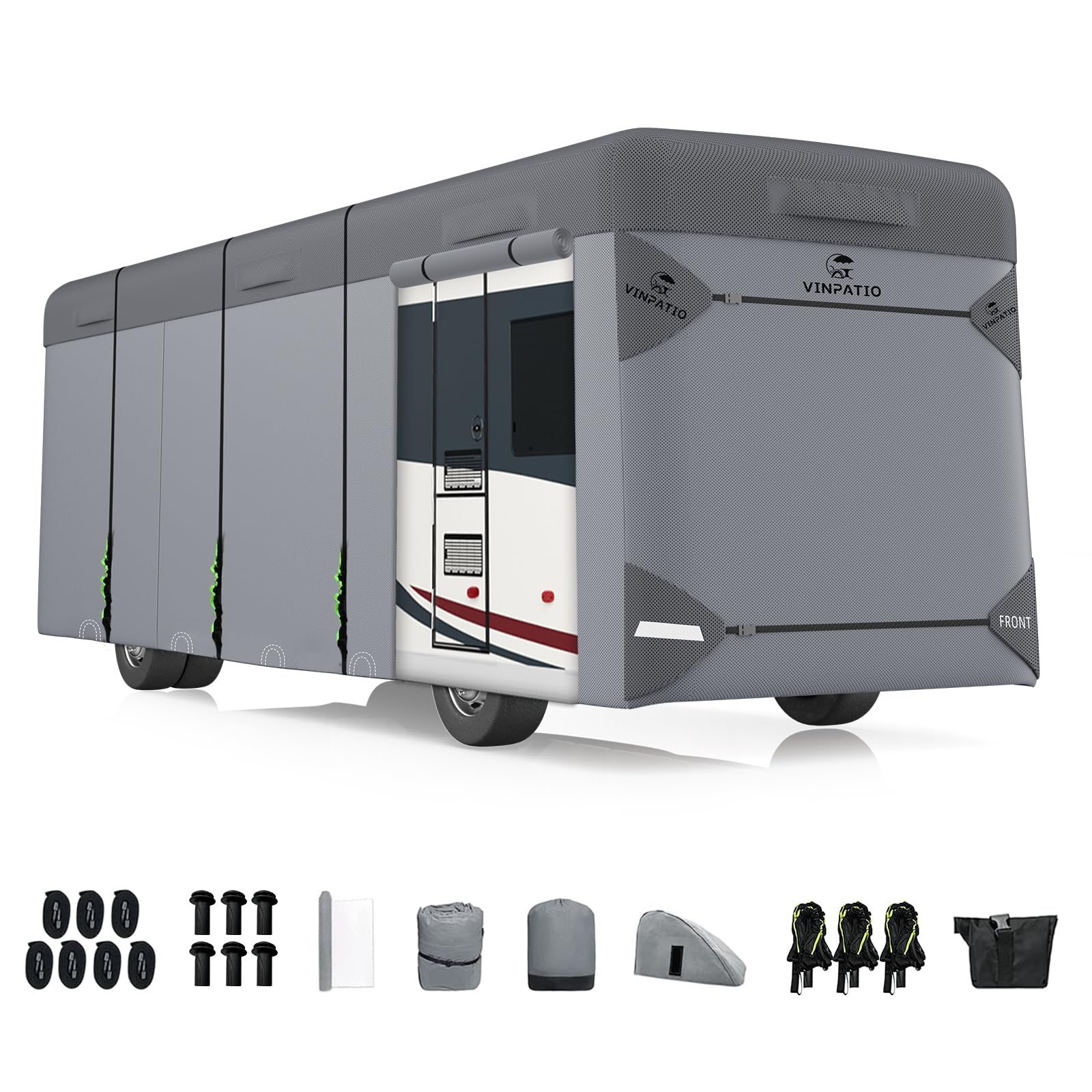 Heavy Duty Class A RV Cover - Extra Thick 7-Layer Waterproof & Windproof Motorhome Cover for 31'-34' RVs with 2 Extra Long Straps & Gutter Protection - Perfect for Winter Storage, Outdoor Camping & Long-Term Vehicle Protection