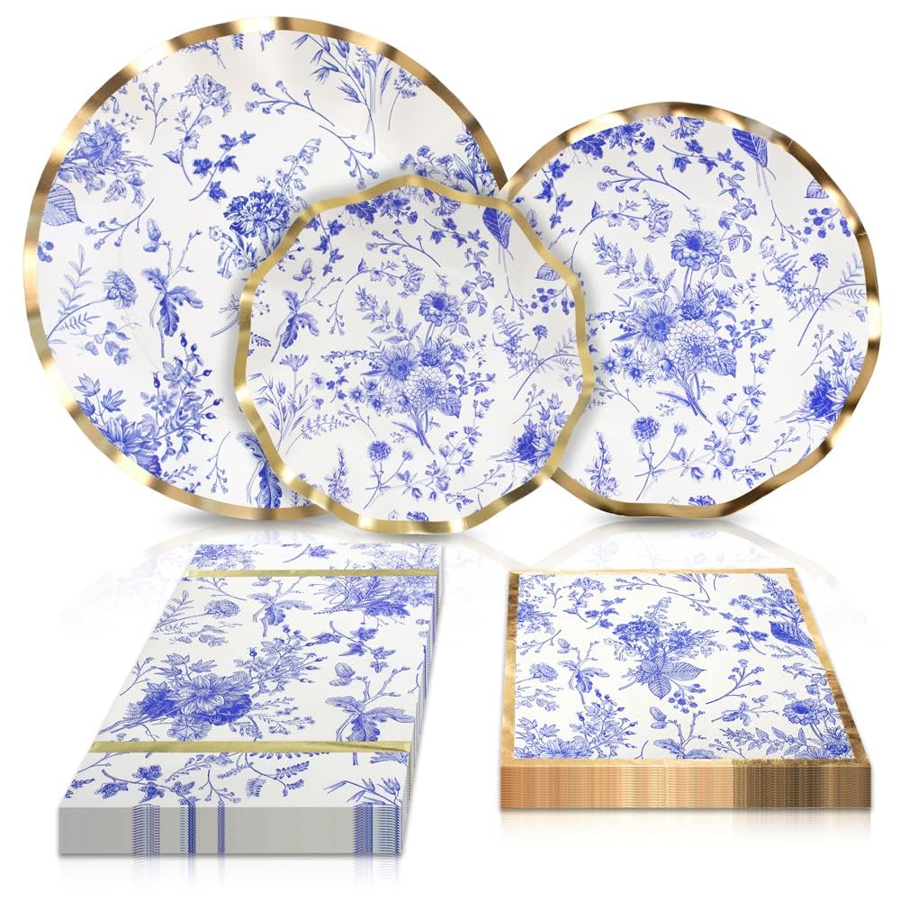 Sophistiplate 64-Piece Elegant Tableware Set - Premium Heavyweight Decorative Paper Plates for Party Decorations - Includes Dinner Plates, Salad Plates & Napkins - Perfect for Weddings, Birthdays, Baby Showers & Holiday Celebrations
