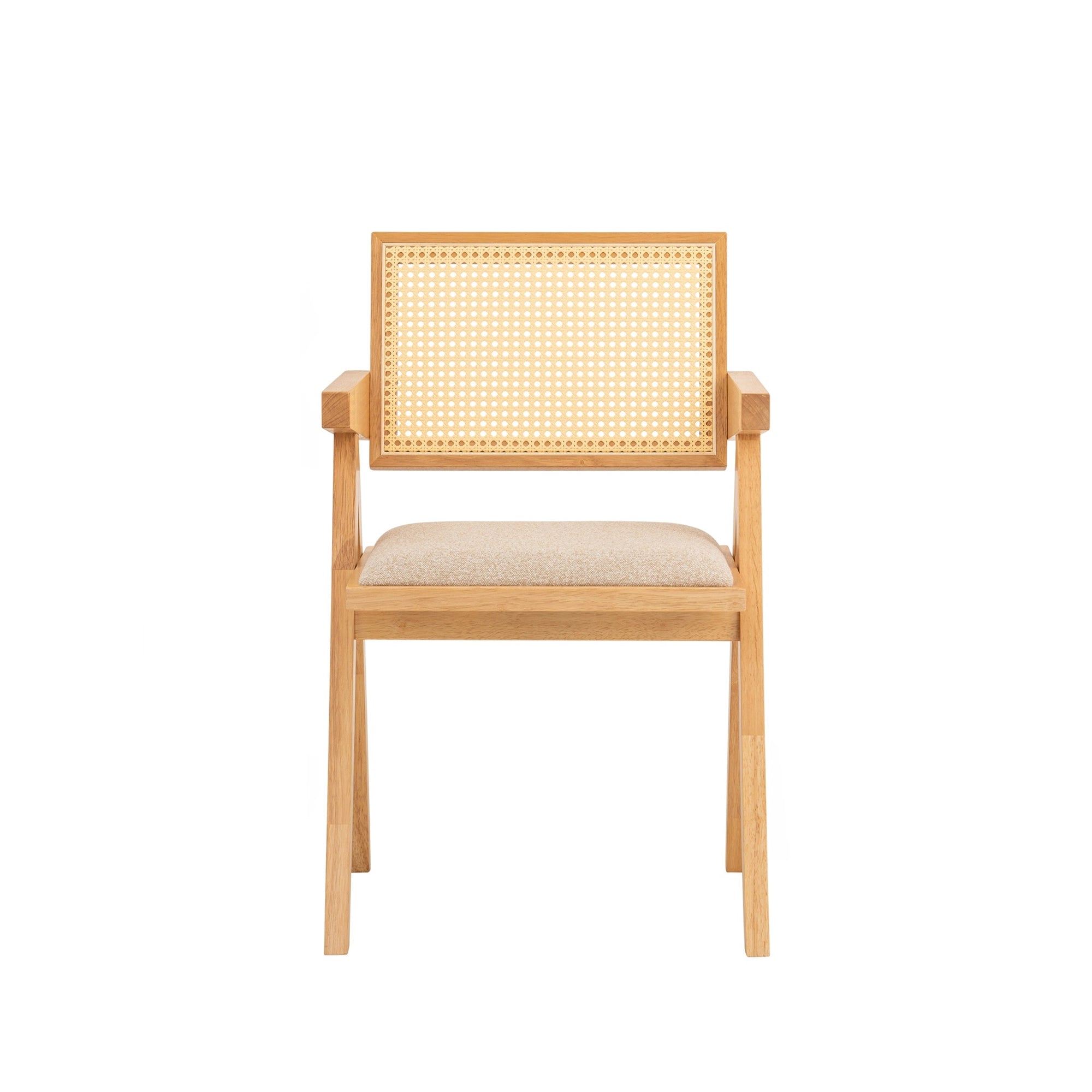 Nordic Rattan Dining Chair - Natural Wicker Seat with Cushion - Modern Boho Style for Indoor & Outdoor Use - Perfect for Patio, Garden, Dining Room, and Cafe Decor