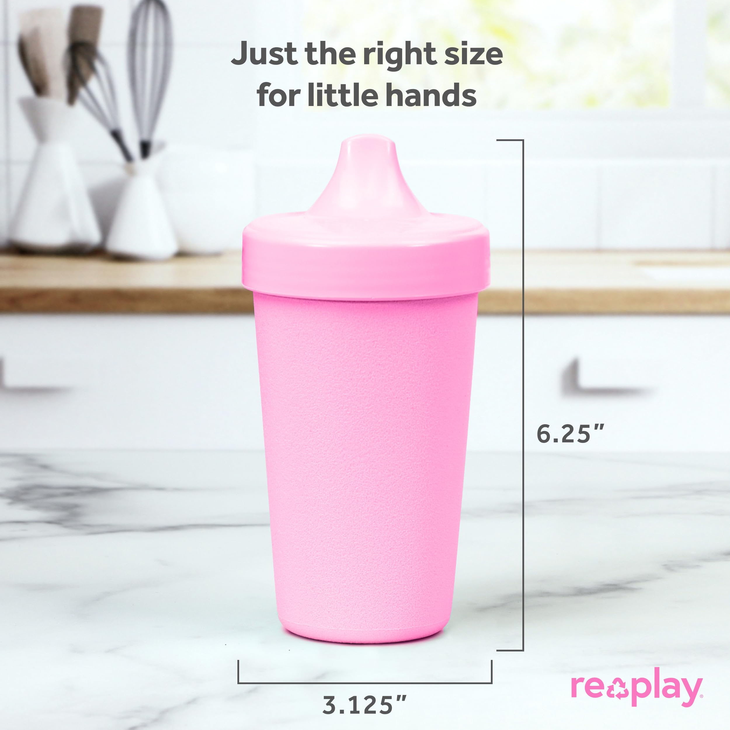 Re-Play USA Made 2-Pack Toddler Sippy Cups 10oz - BPA-Free Spill-Proof Kids Cups for Daycare & Travel - Dishwasher & Microwave Safe Hard Spout Sippy Cups 3.13