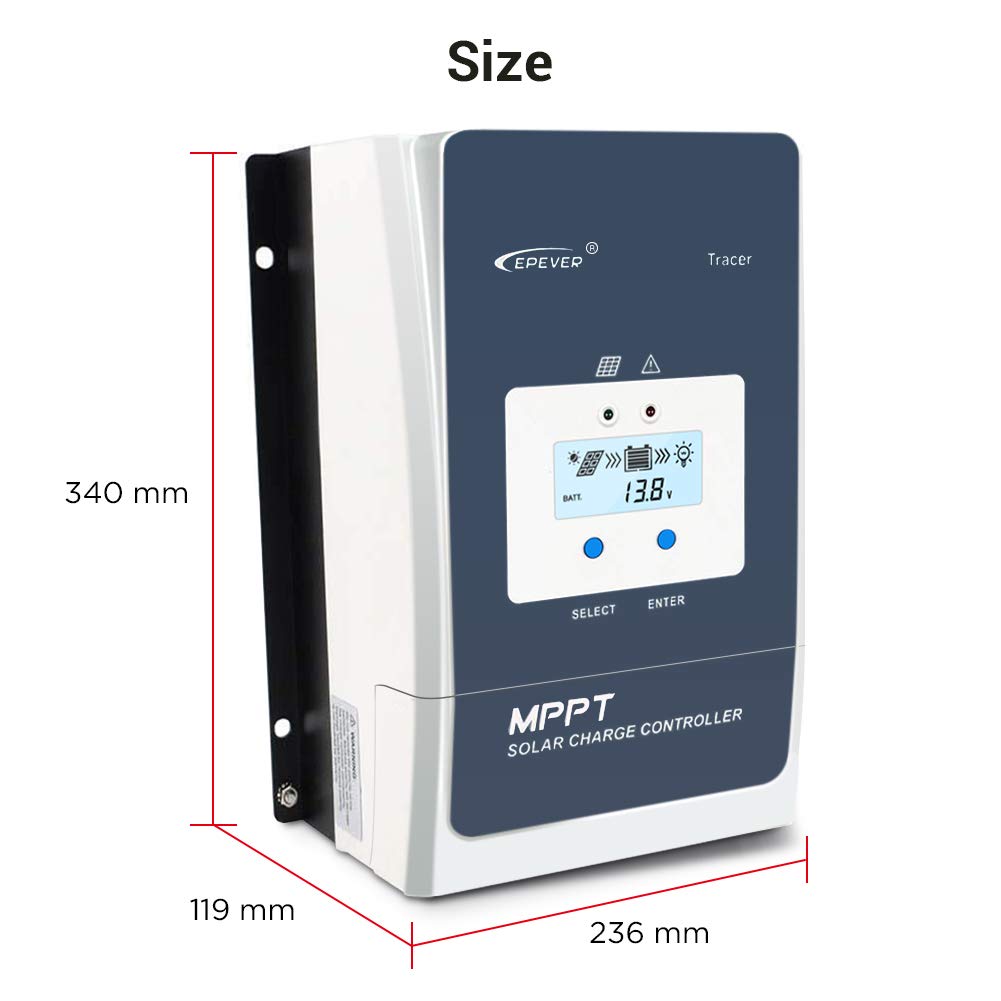 EPEVER 60A MPPT Solar Charge Controller 12V/24V/36V/48V Auto, Max 150V PV Input, Negative Ground, with MT50 Remote Meter, RTS Temperature Sensor & RS485 PC Cable – Ideal for Off-Grid Solar Systems, RVs, Boats, and Home Energy Storage