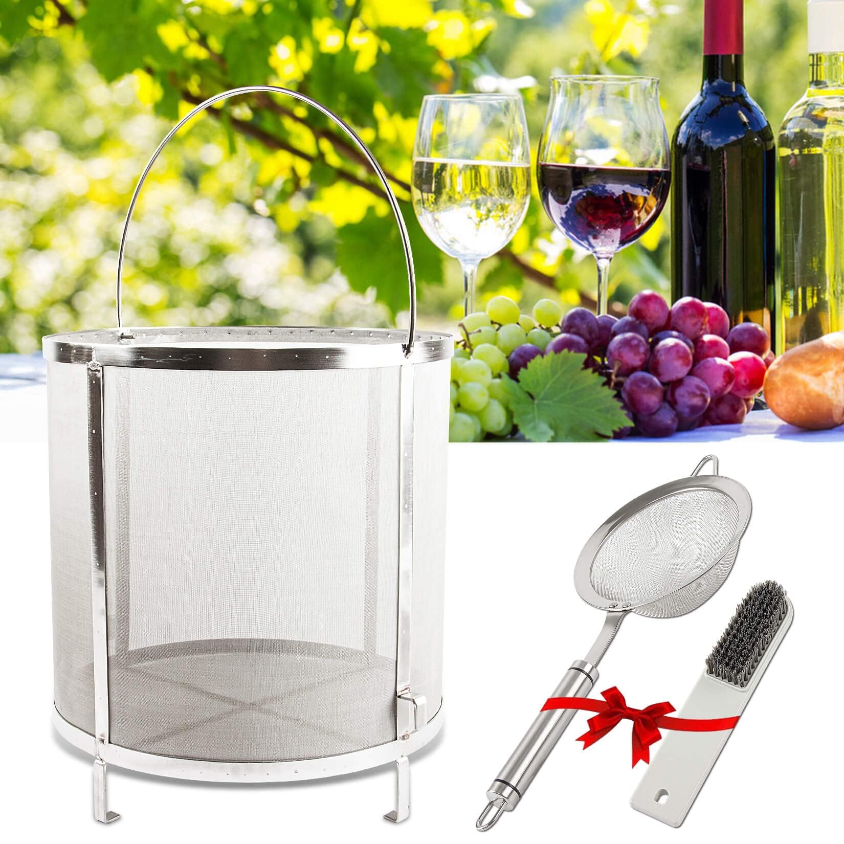 11.8×12.2 Inch (30×31cm) 300 Micron Mesh Homebrew Grain Basket Strainer - Premium Beer, Wine & Tea Brewing Filter for Hops, Kettle & Barrel - Perfect for Home Brewing, Craft Beer Making & Herbal Tea Infusion