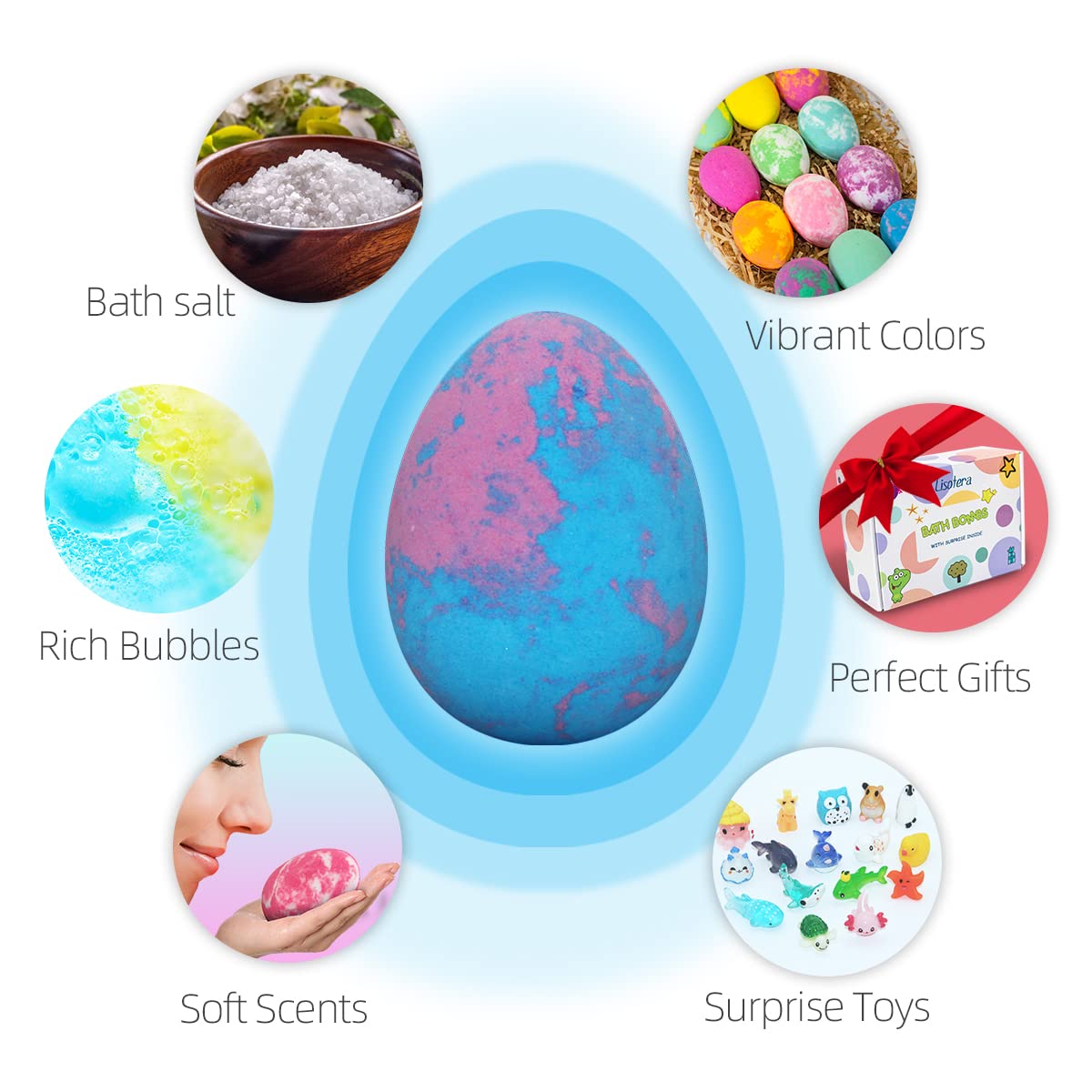 12Pcs Easter Egg Bath Bombs with Surprise Toys Inside - Dino Egg Bubble Bath Fizz Gift Set for Kids, Girls & Boys - Perfect for Birthday, Christmas & Easter Basket Stuffers - Fun Bath Time & Party Favors