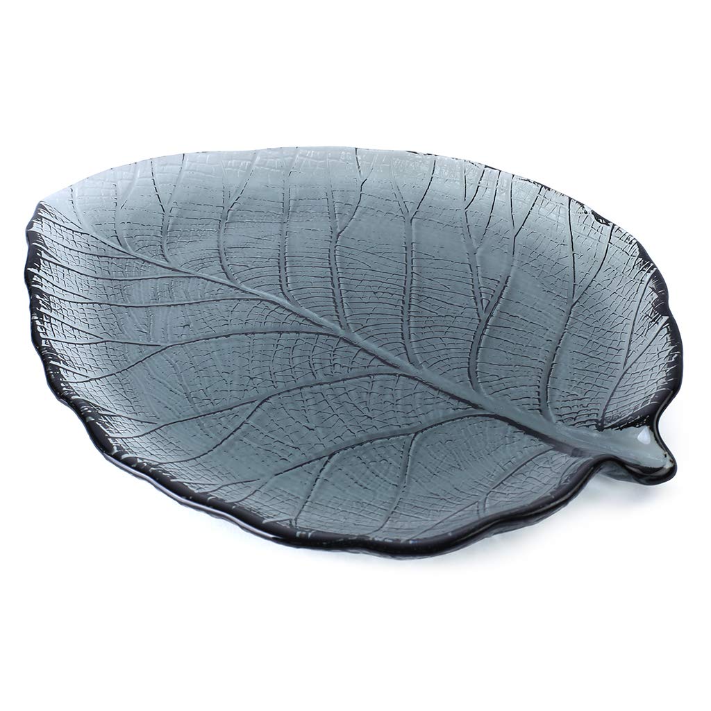 Smoky Grey Small Glass Leaf Plate - Elegant Dinnerware for Salads, Desserts & Appetizers | Perfect for Parties, Weddings & Home Decor