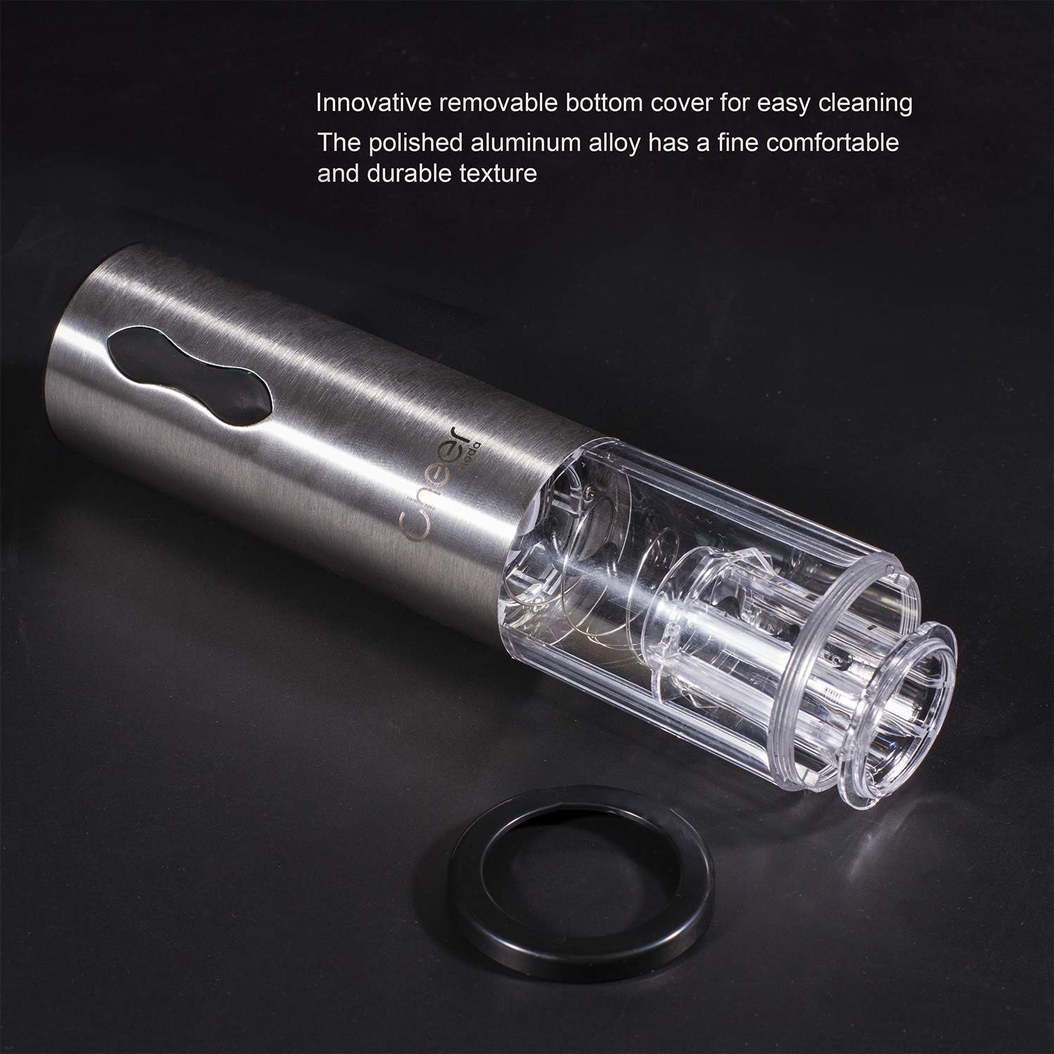 Rechargeable Electric Wine Bottle Opener - Cordless Stainless Steel Corkscrew with Foil Cutter & Charging Base | Perfect for Home Bars, Dinner Parties & Wine Gifts (7717-W121-13)