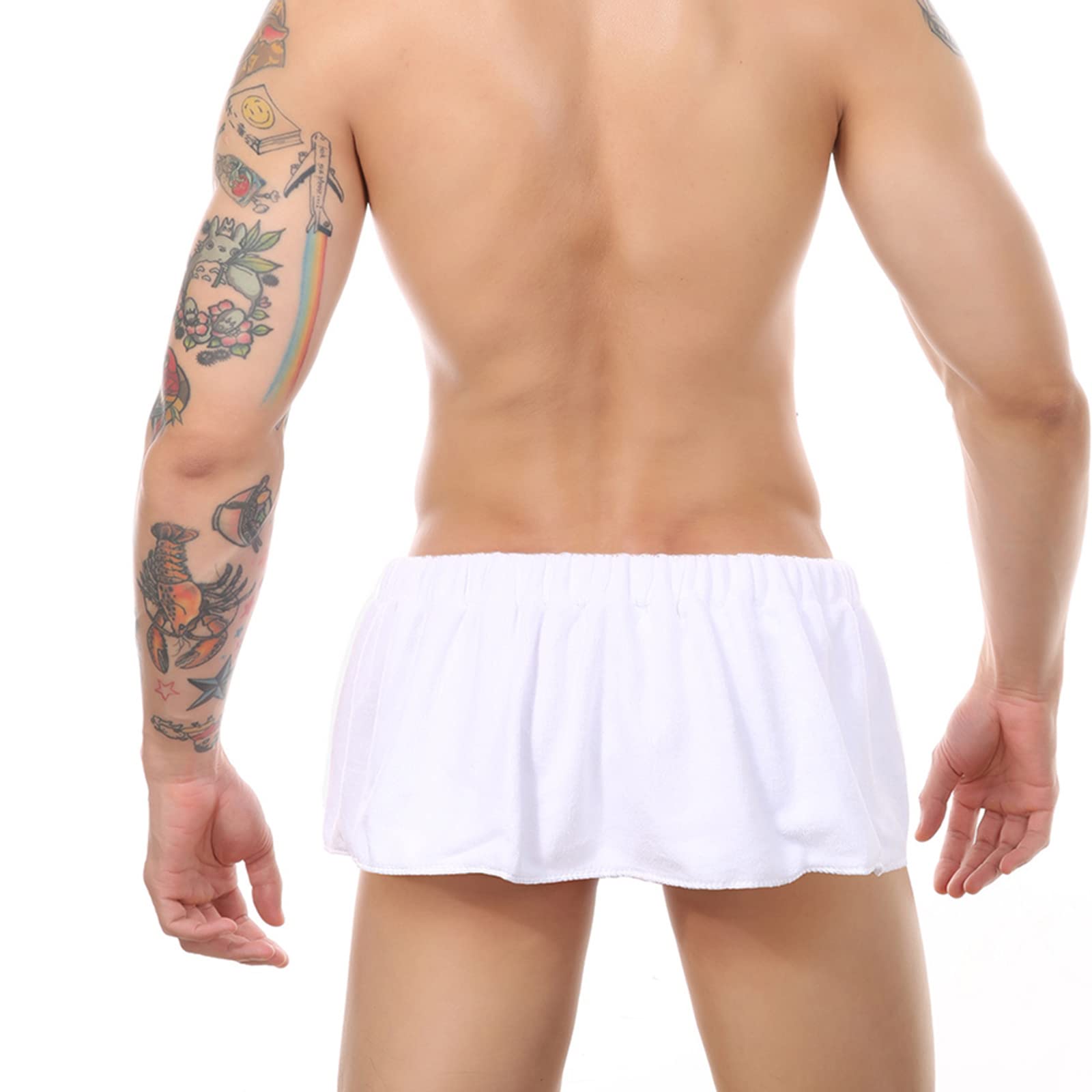 VOPHIA 2 Pack Men's Quick Dry Beach Towel Wrap - Elastic Waist Swim Towel for Swimming, Gym, Sauna & Shower - Adjustable Bath Towel for Men - Perfect for Pool, Beach & Spa (White + Grey)