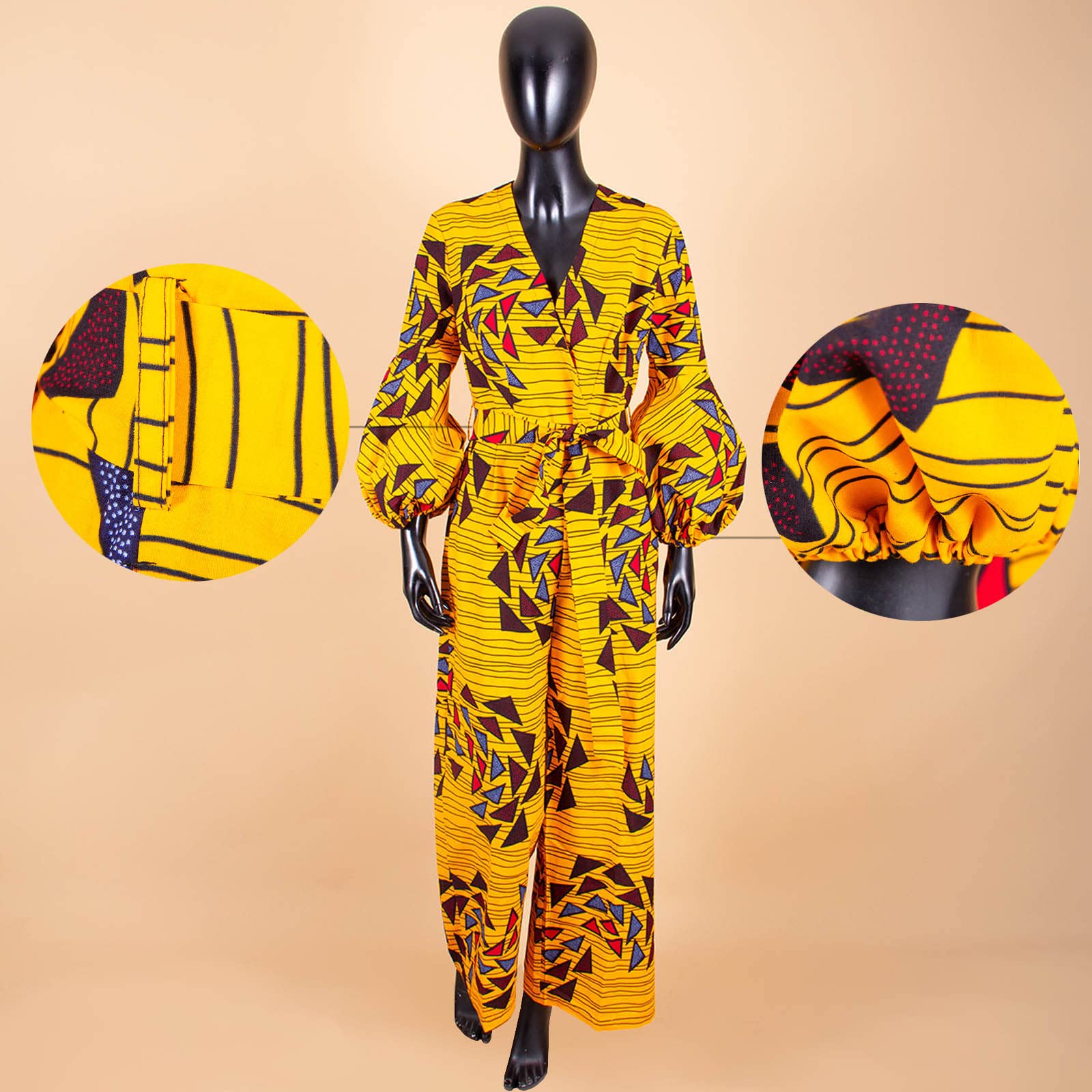 African Print Jumpsuit for Women - Plus Size Cotton Ankara Jumpsuit with Lantern Sleeves & Wide Leg | Casual Wear, Beach Outfit, Summer Fashion, Party Dress
