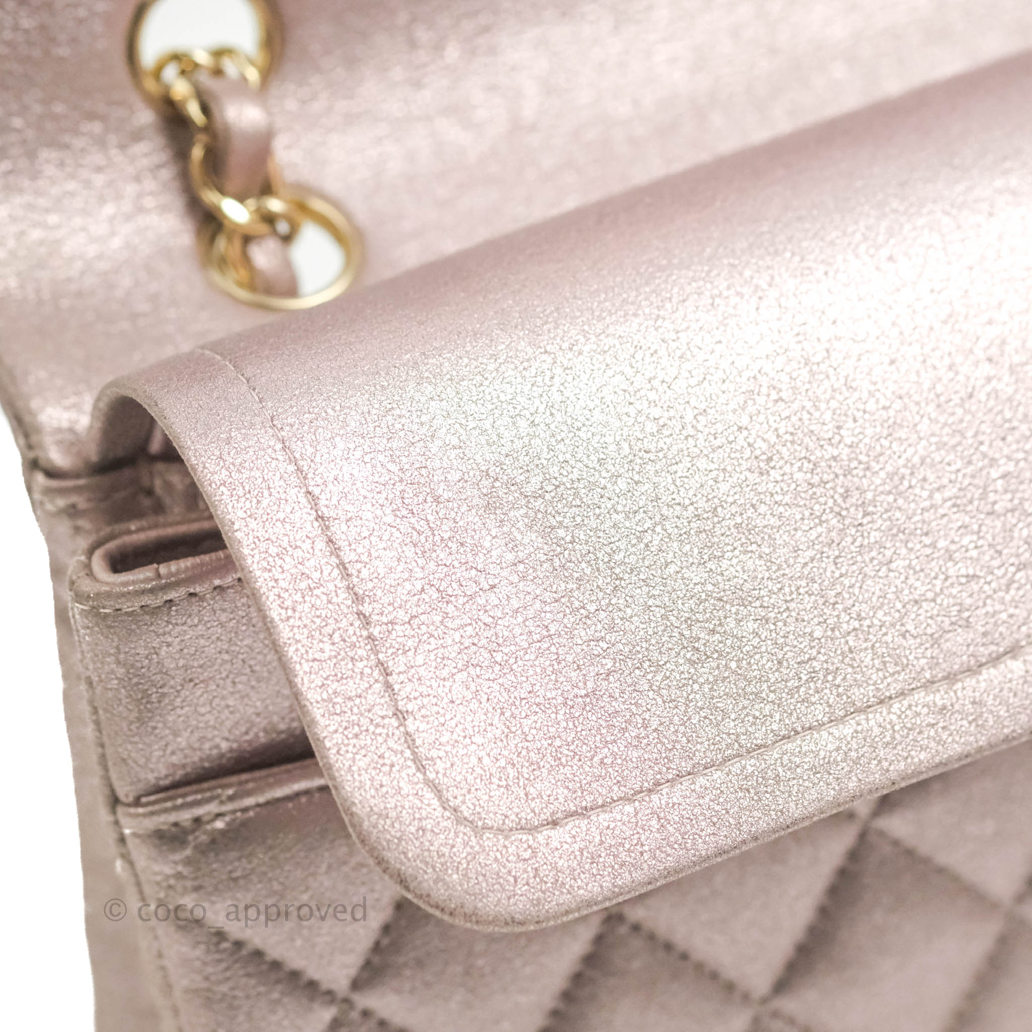 Chanel Classic M/L Medium Double Flap Bag in Rose Gold Pink Lambskin with Gold Hardware - Luxury Handbag for Women, Perfect for Parties, Weddings & Special Occasions