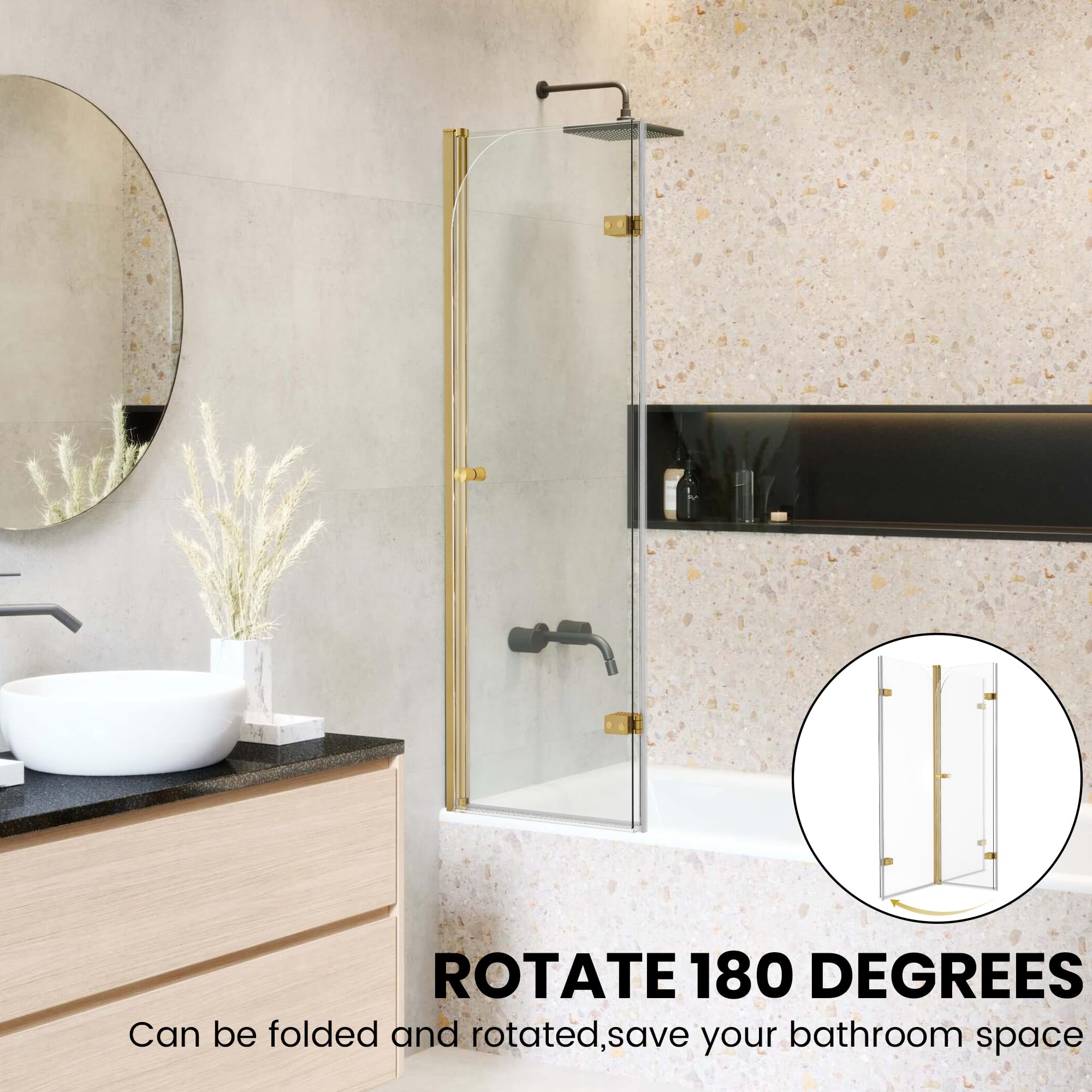 Frameless Hinged Foldable Shower Glass Door 43