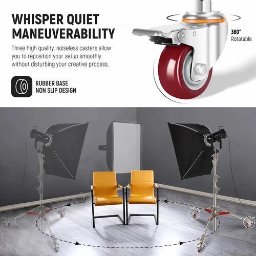 Neewer ST240SS 7.9' Stainless Steel Light Stand with Wheels - Professional Photography & Video Studio Equipment for Portrait, Product Shooting, and Live Streaming